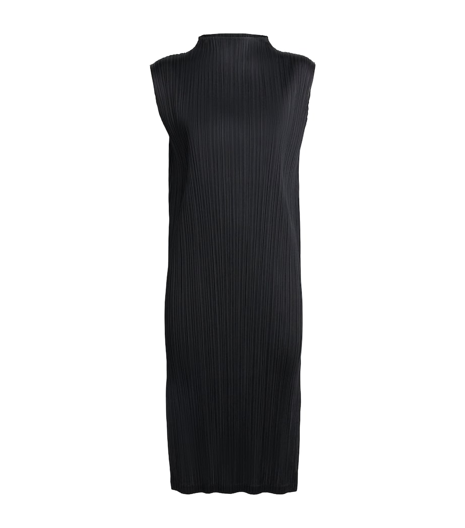 Pleats Please Issey Miyake Womens Swing Solid Midi Tunic Dress Black Image 1