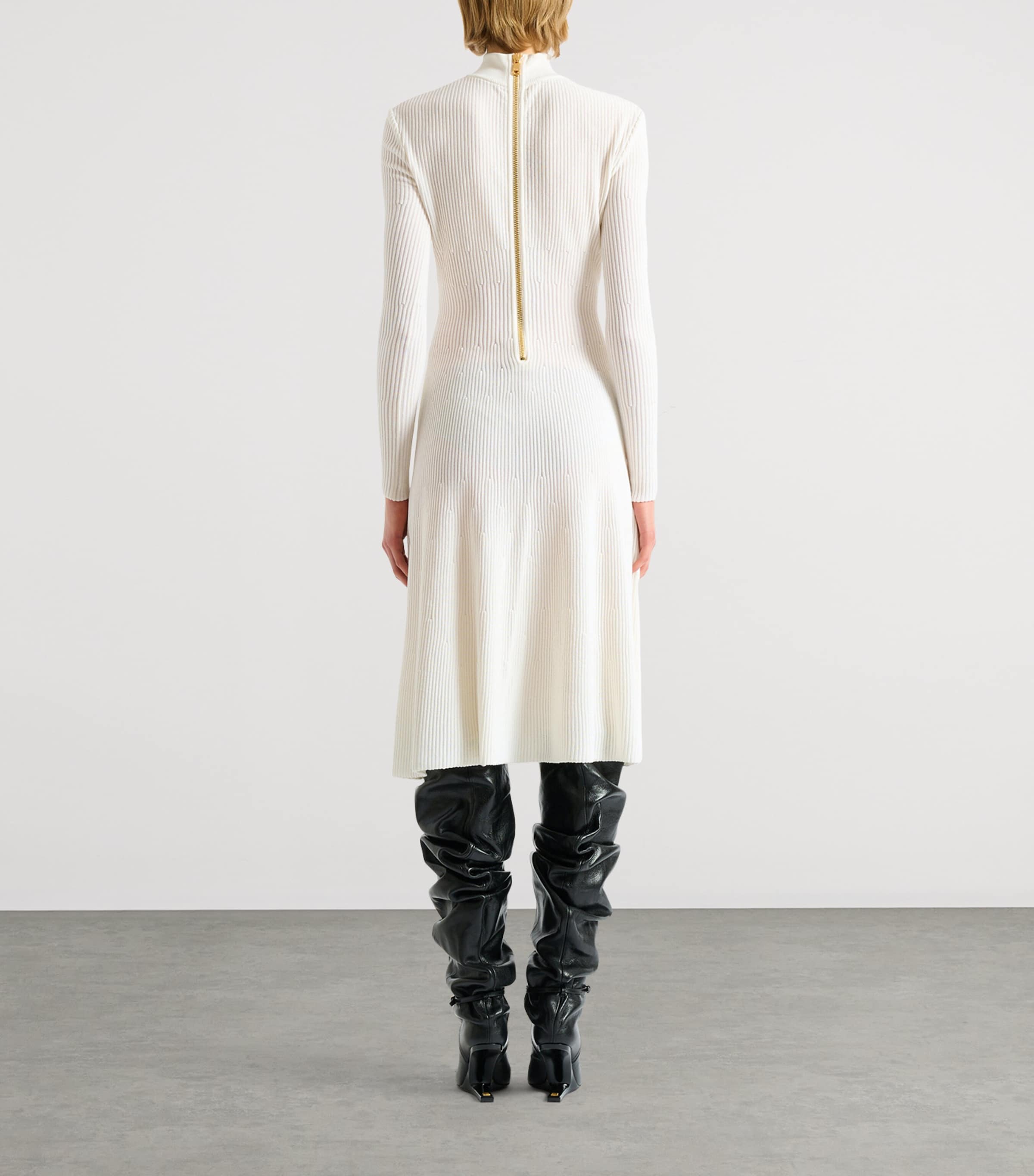 Balmain Womens Rib-Knit Maxi Dress Écru Image 4