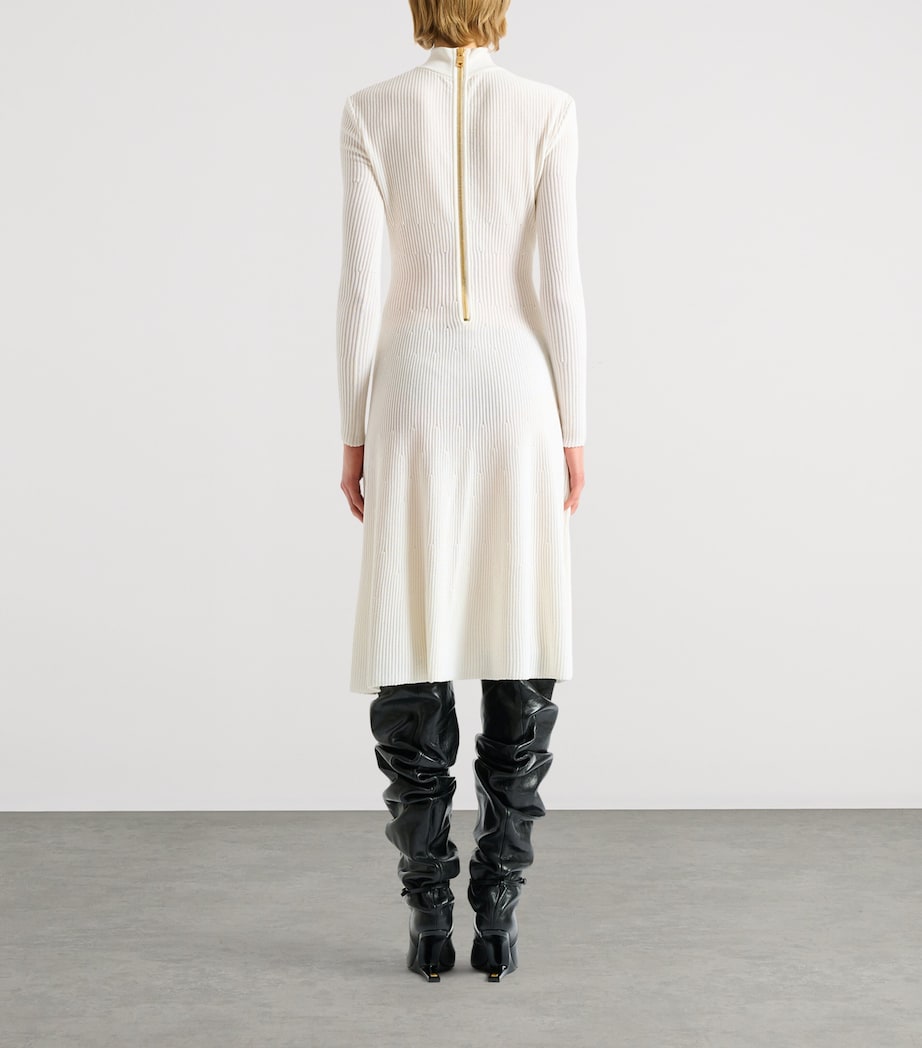 Balmain Womens Rib-Knit Maxi Dress Écru Image 4
