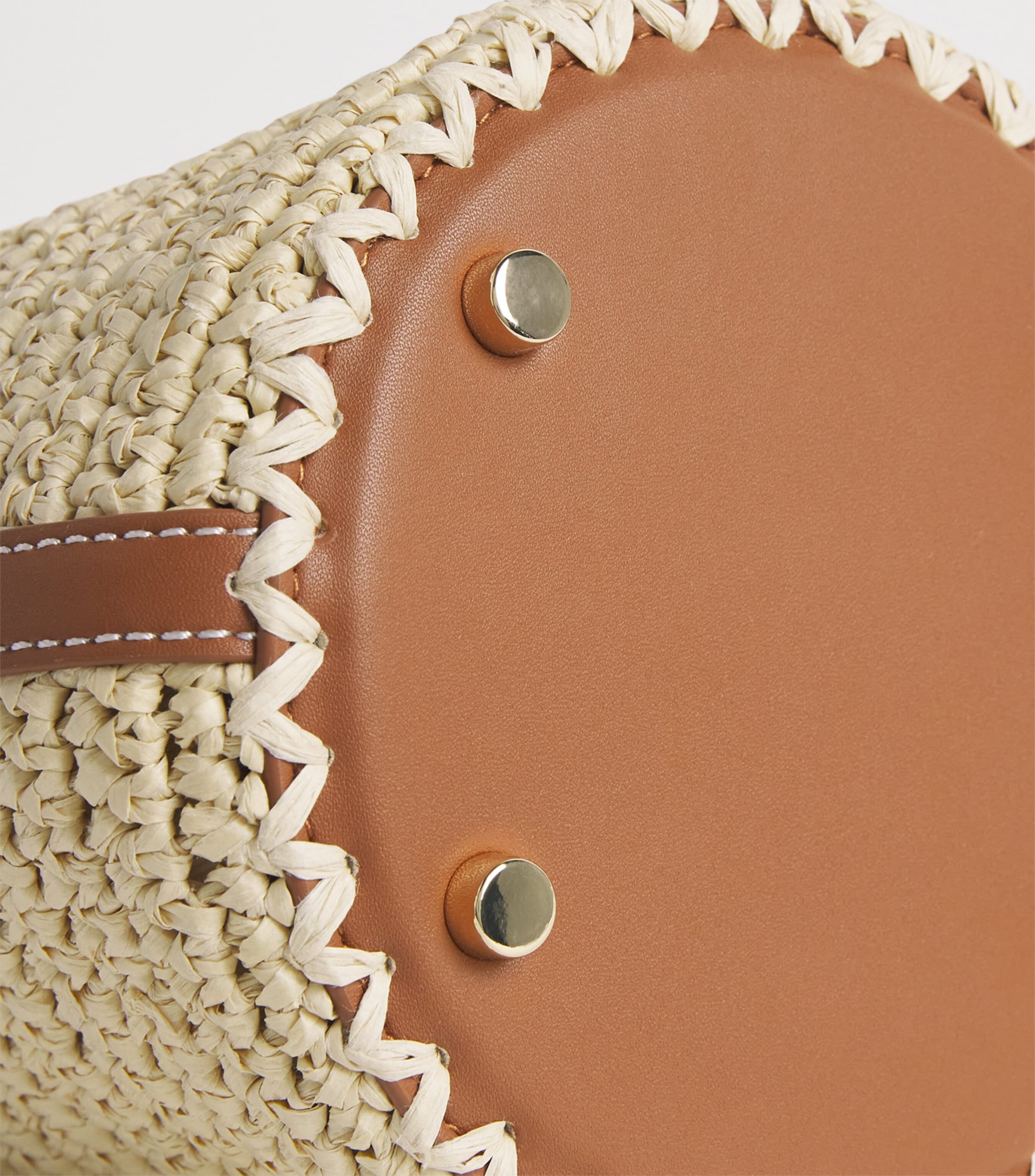 Self-Portrait Mini Raffia Bucket Bag Brown Image 5