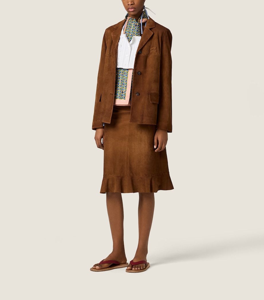 Miu Miu Womens Suede Jacket Brown Image 2