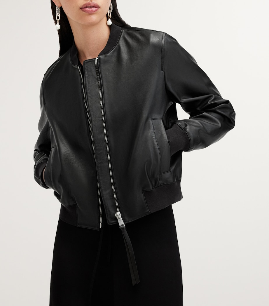 Leather Orten Bomber Jacket BLACK Image 13