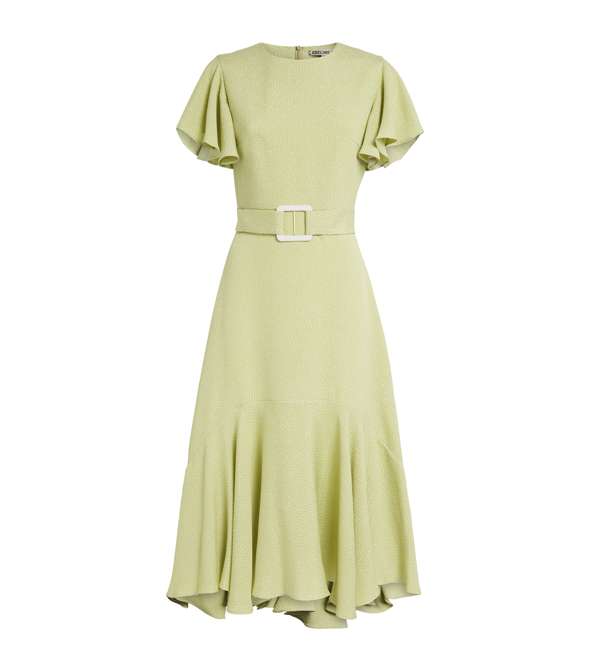 Shop Edeline Lee Belted Dada Midi Dress In Green