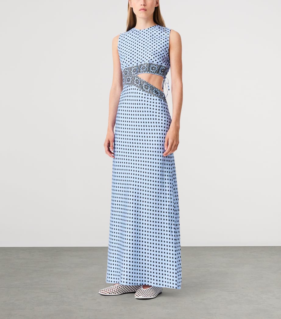 Maje Womens Silk Cut-Out Maxi Dress Light Blue Image 2
