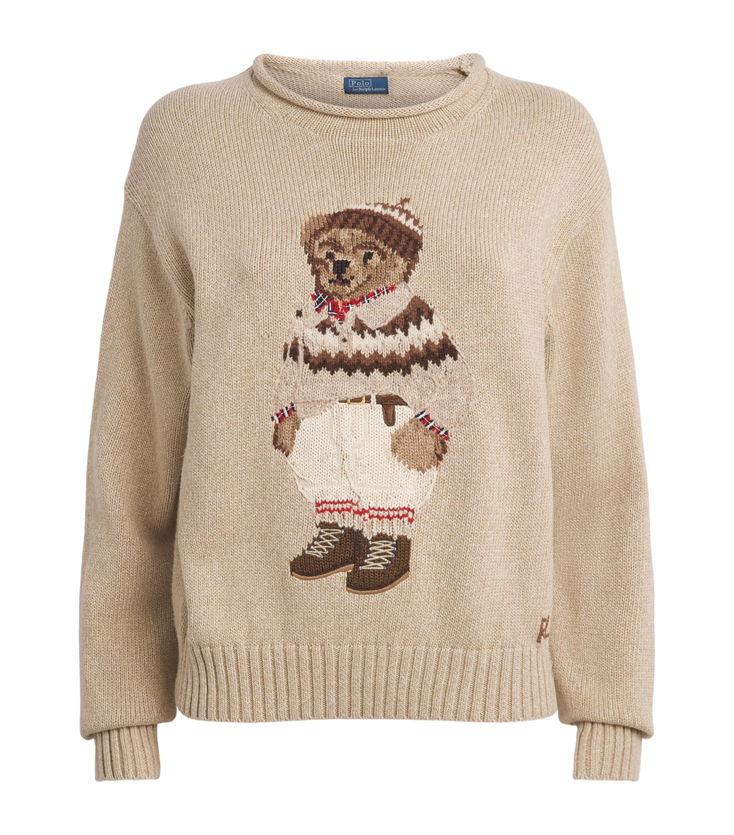 Polo Ralph Lauren Womens Cotton Polo Bear Sweater Dark Almond Marl Image 1
