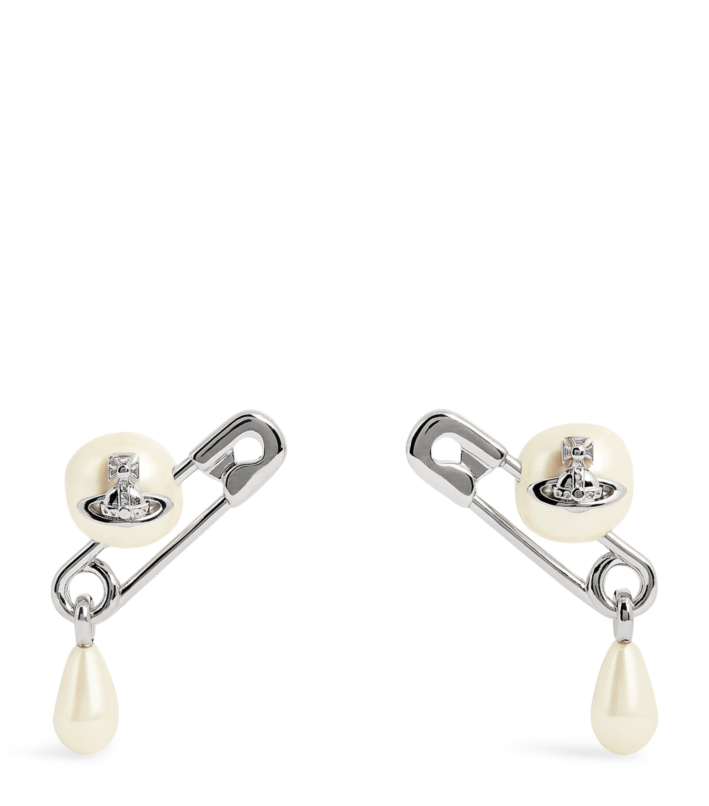 Vivienne Westwood Small Faux Pearl Claude Stud Earrings Platnium/creamrose Image 1