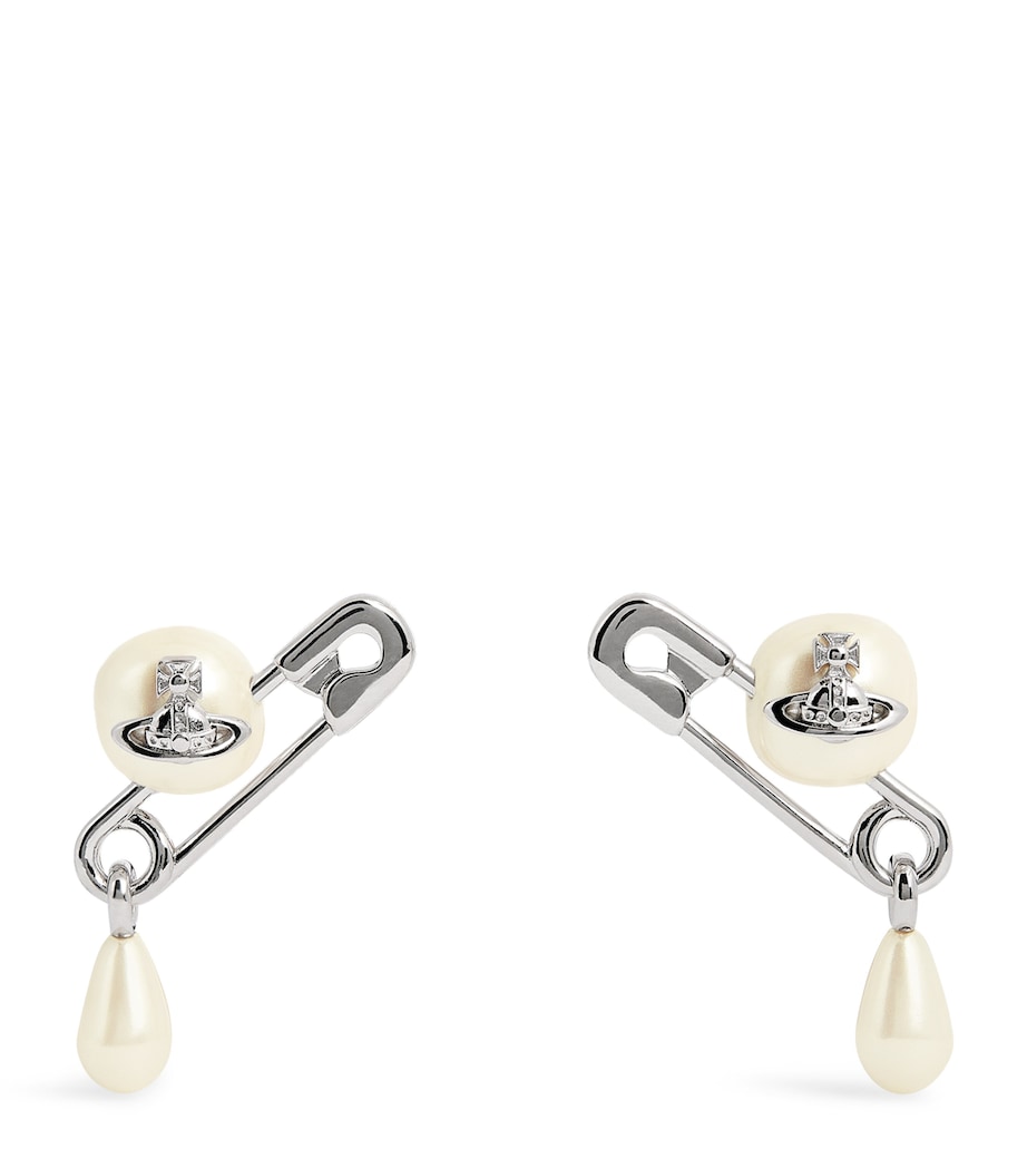 Vivienne Westwood Small Faux Pearl Claude Stud Earrings Platnium/creamrose Image 1