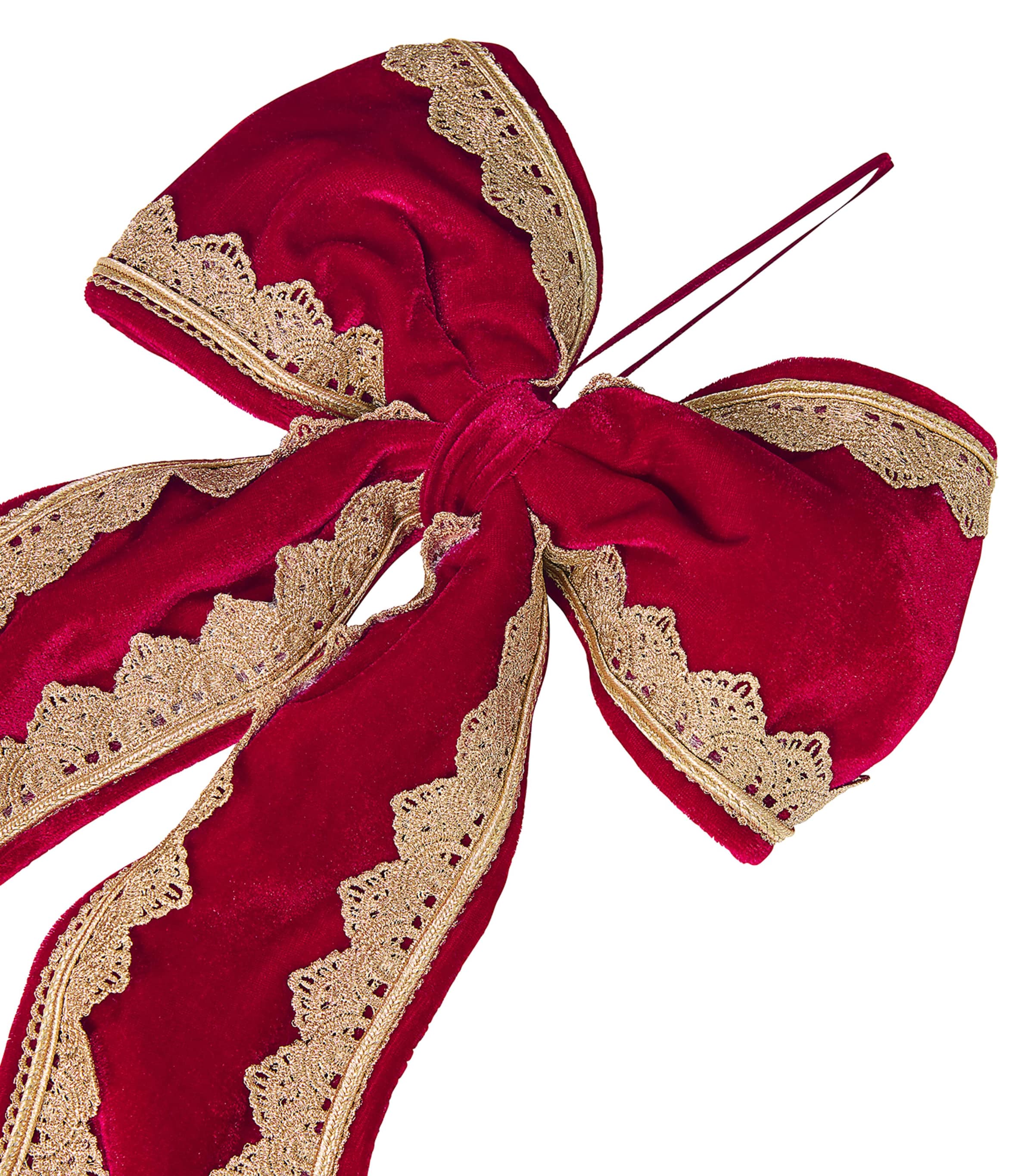 Luxury Garland Large Velvet Bow Red With Gold Trim Image 2