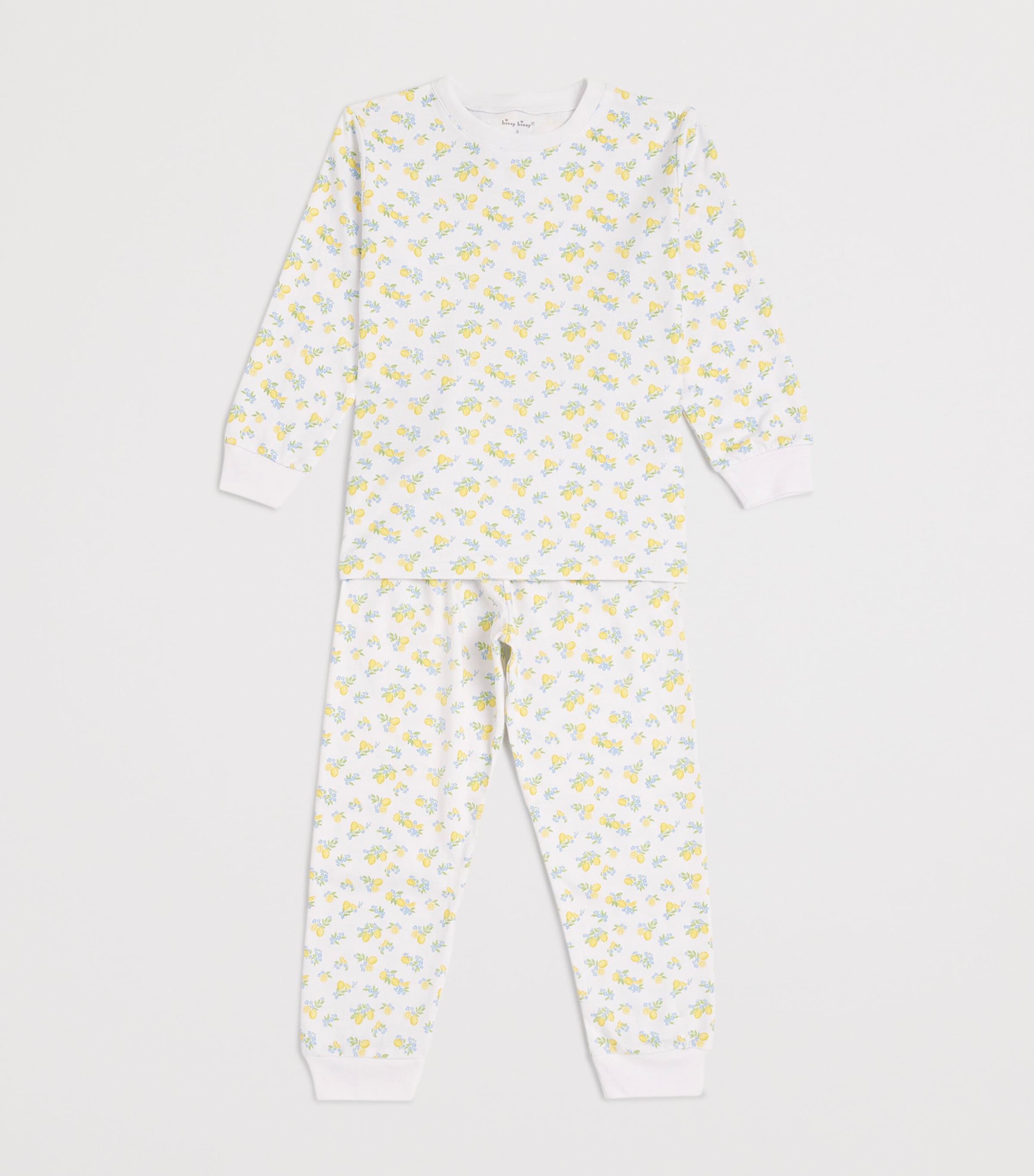 Pima Cotton Long-Sleeve Pyjamas (2-6 Years) K999LEMON BLOSSOMS Image 3