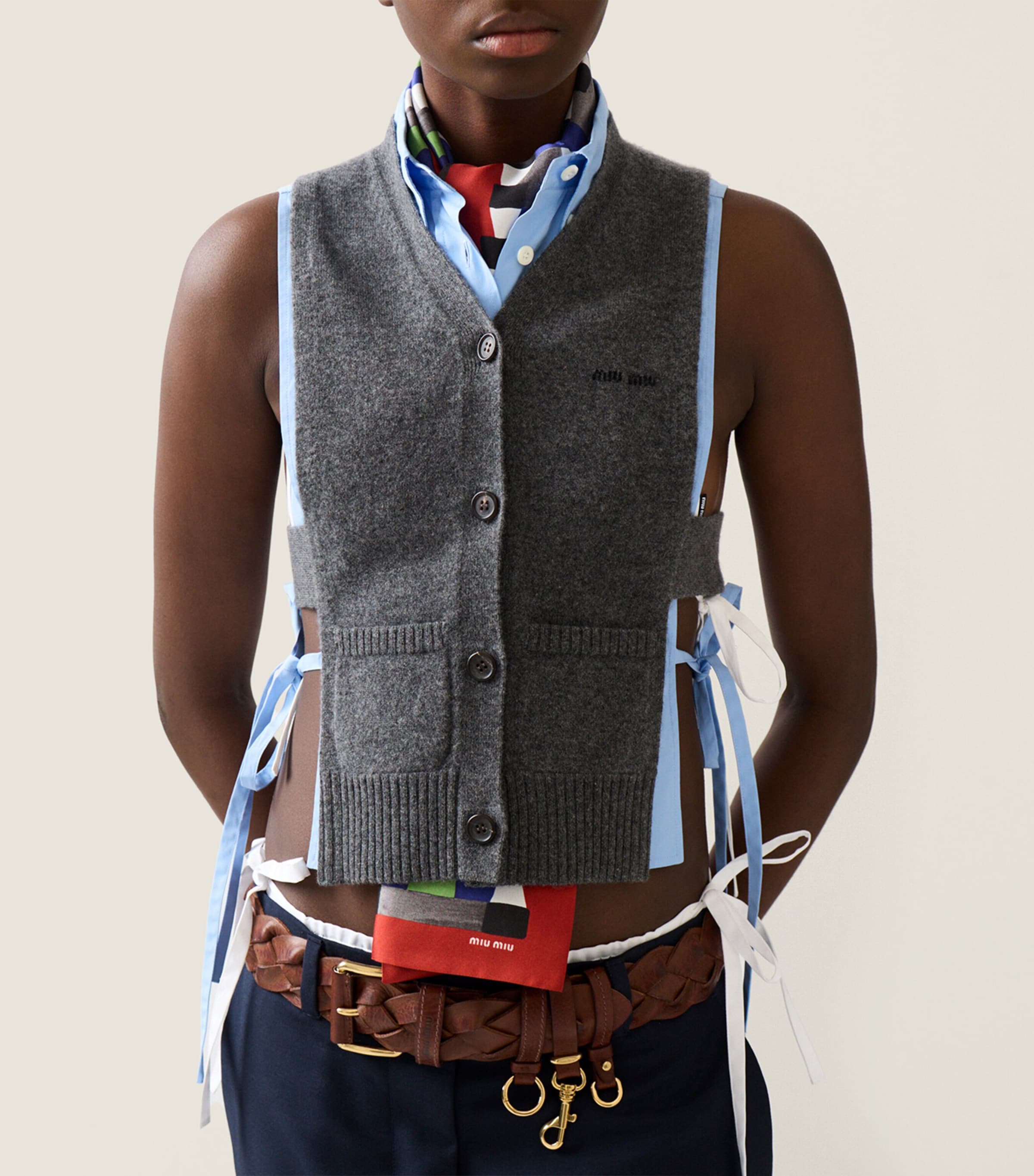 Miu Miu Womens Cashmere Cardigan Vest Image 5
