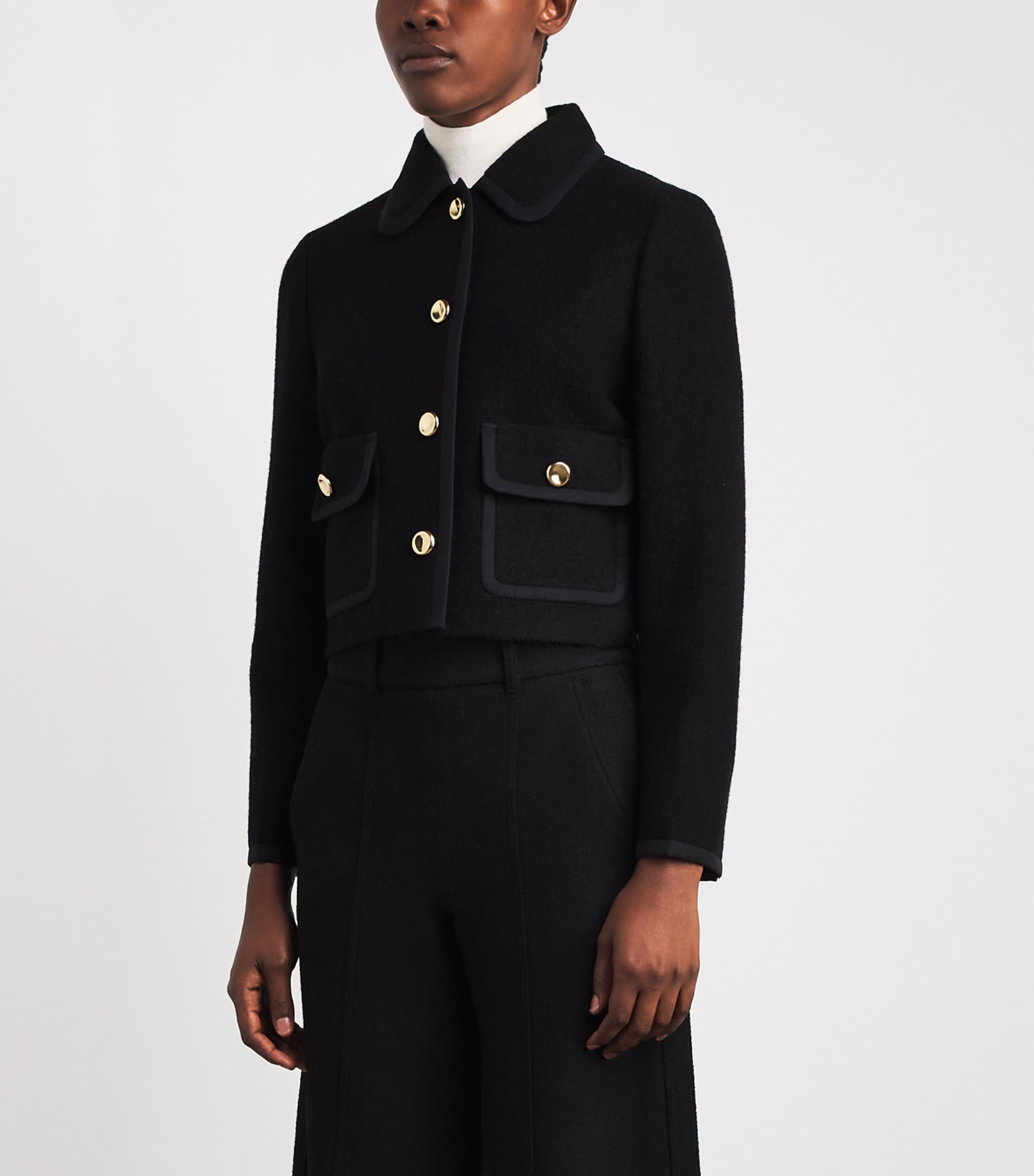 ME+EM Womens Wool Cropped Jacket Black Image 4