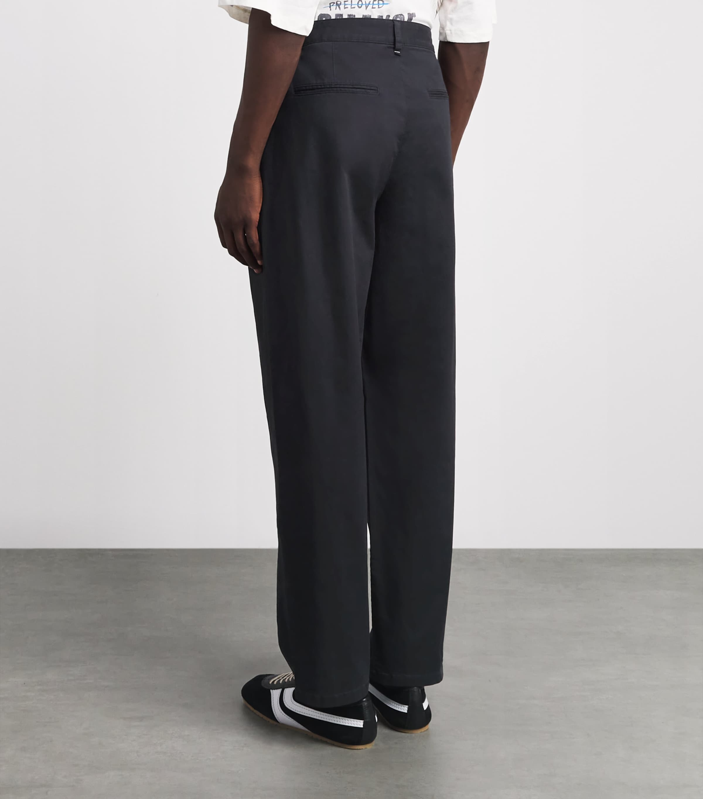 Rag & Bone Mens Cotton Pleated Baggy Chinos Black Image 5
