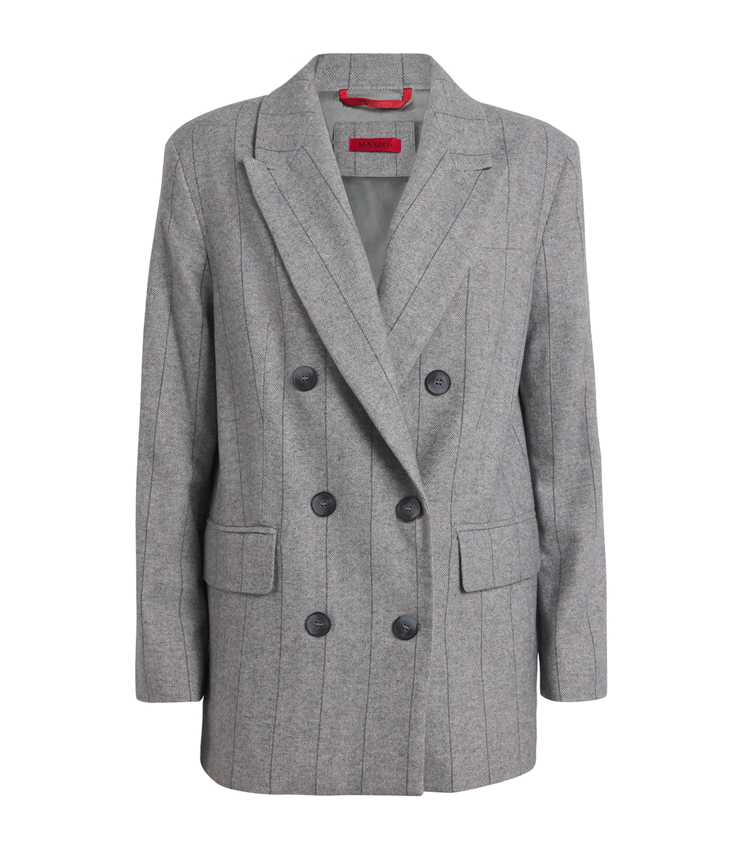 Max & Co Wool-blend Double-breasted Blazer In Gray