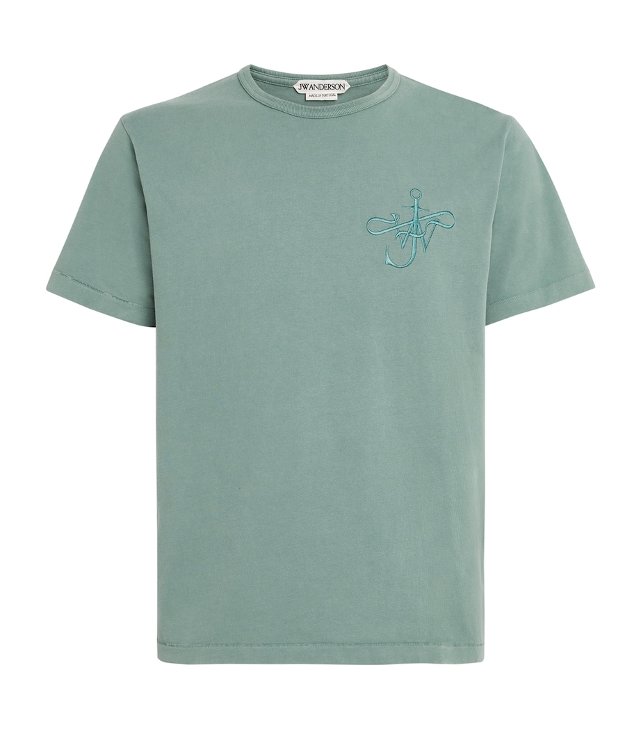 JW Anderson Mens Cotton Ribbon Anchor T-Shirt Washed Teal Image 1