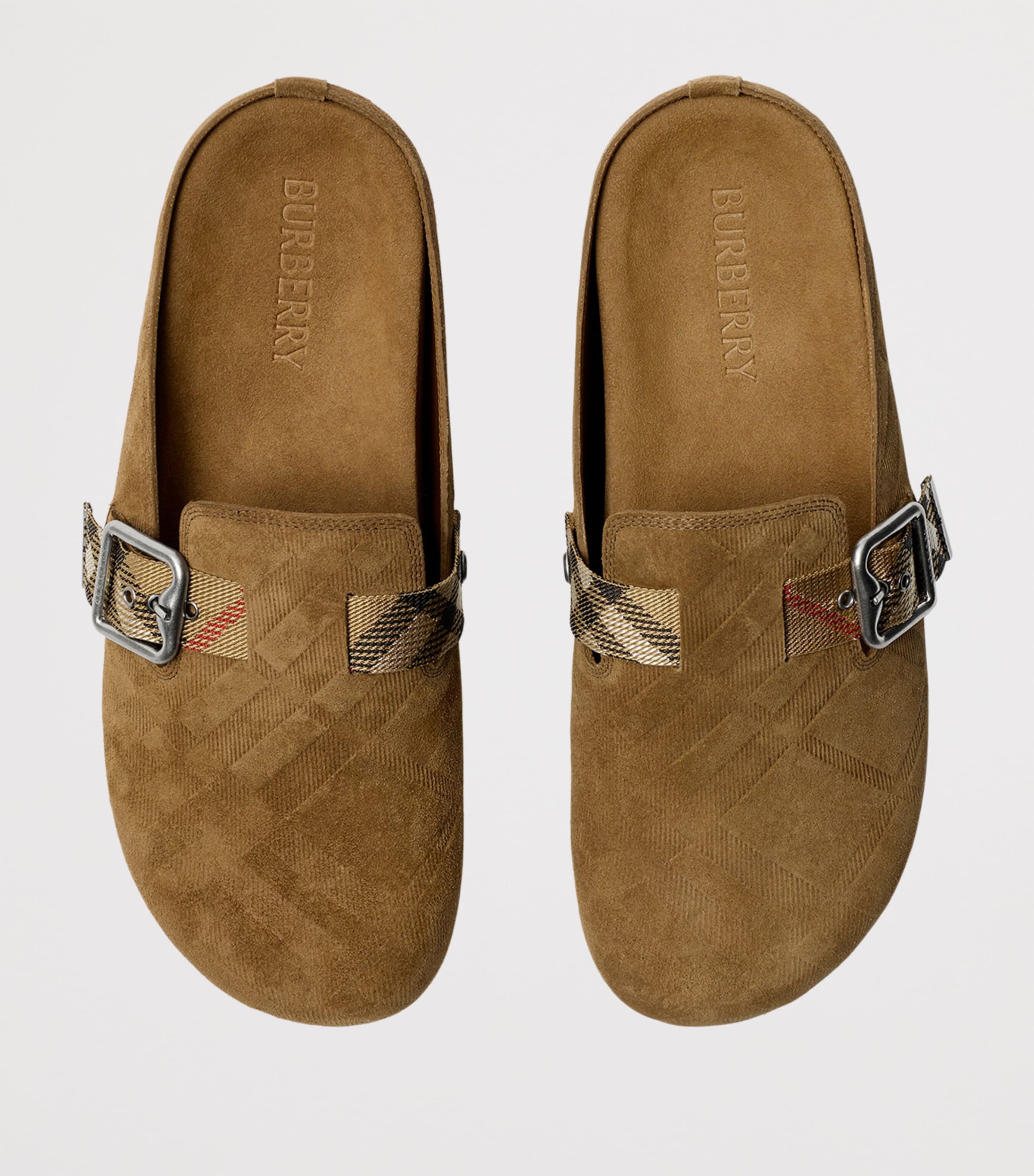 Burberry Suede Check-Trim Urchin Clogs Jute Image 5
