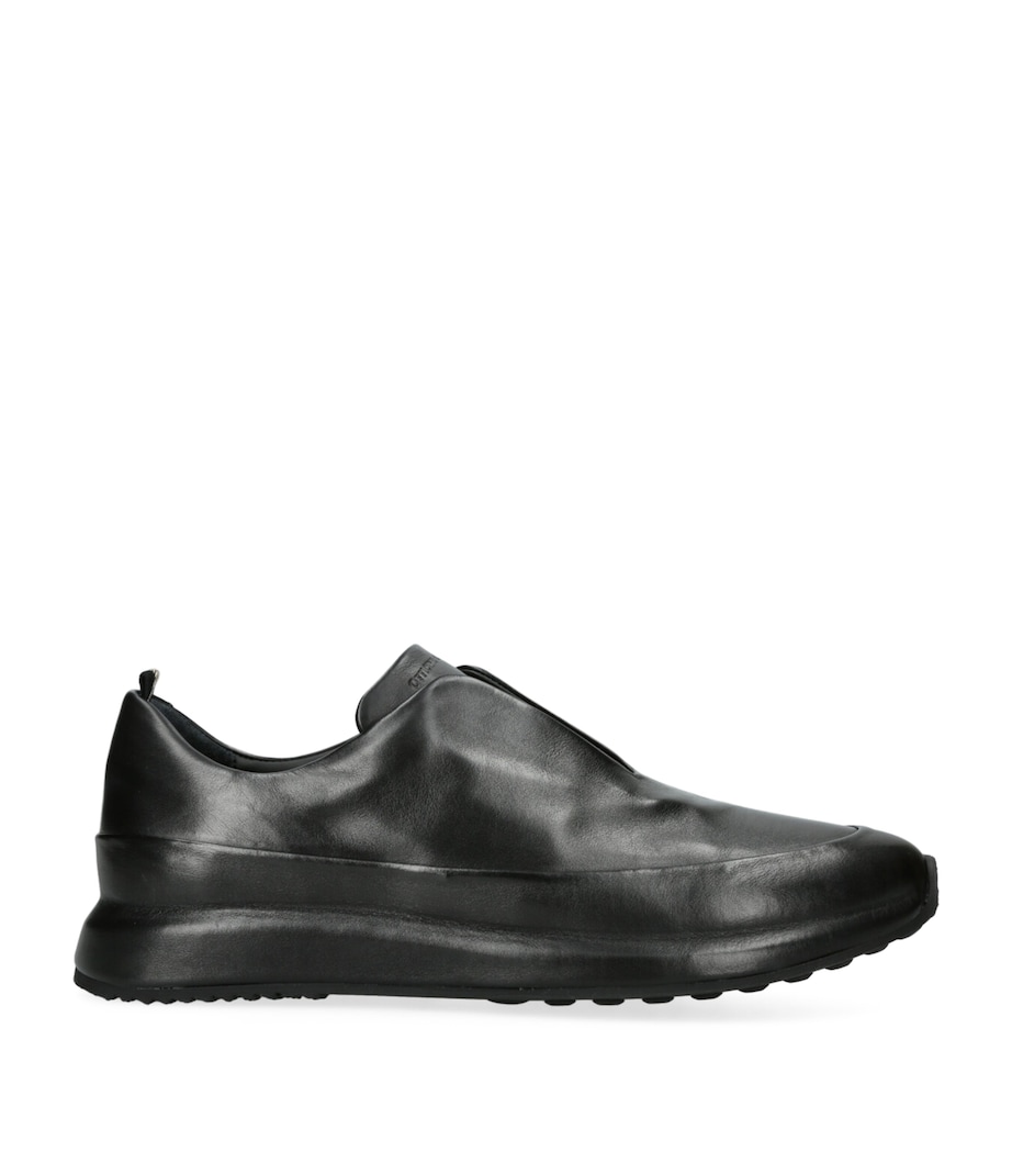 Leather Race Slip-On Sneakers BLACK Image 1