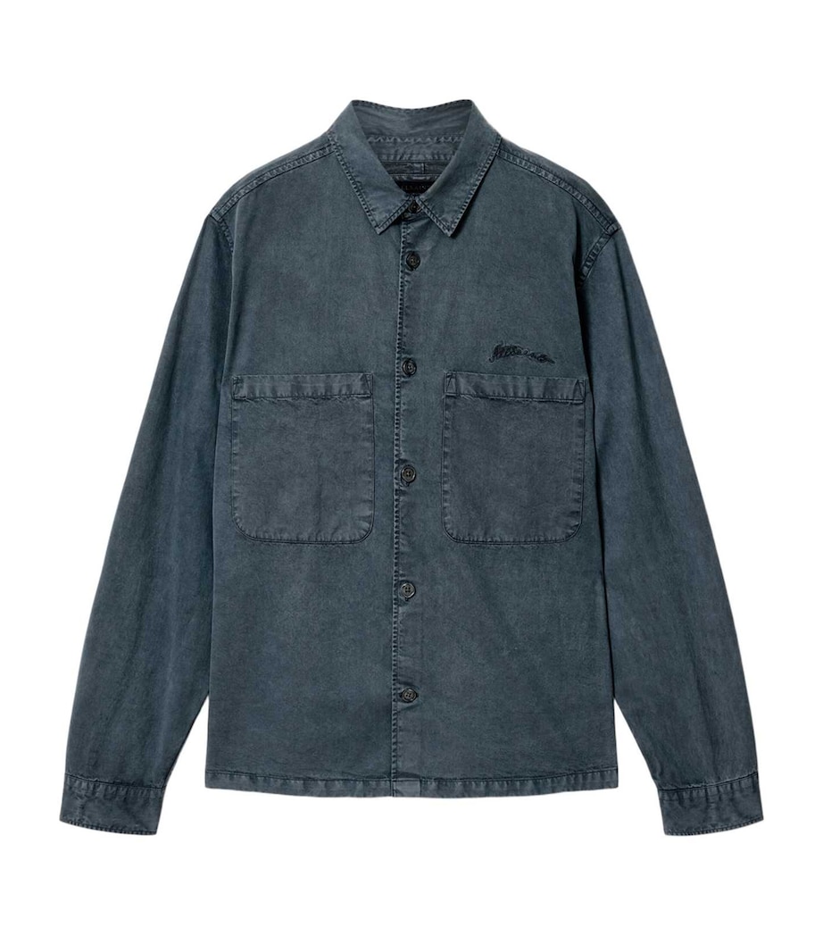 AllSaints Mens Organic Cotton-Blend Rohdi Overshirt Dark Steel Blue Image 1