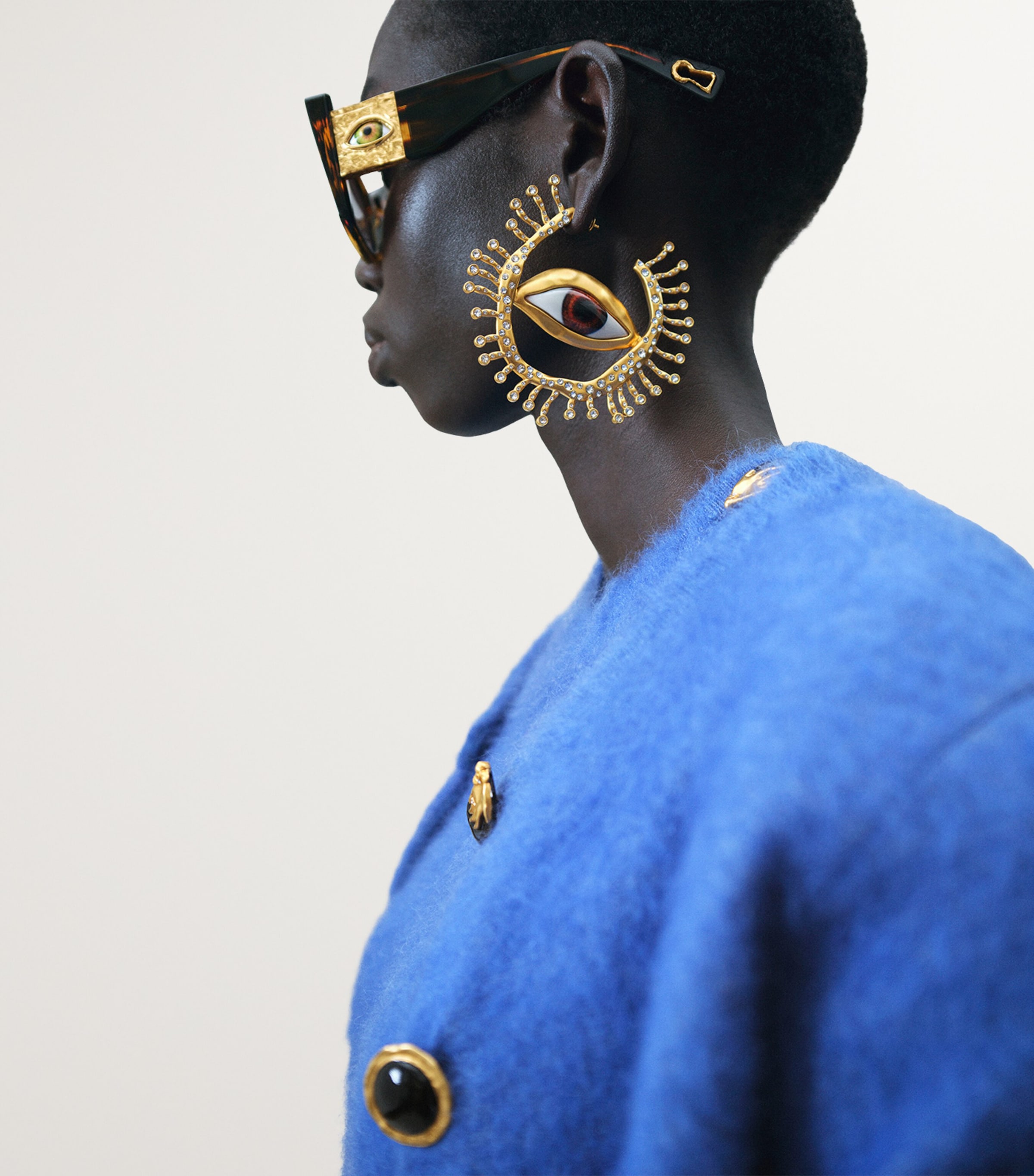 Eyes Hoop Earrings 056GOLD Image 2