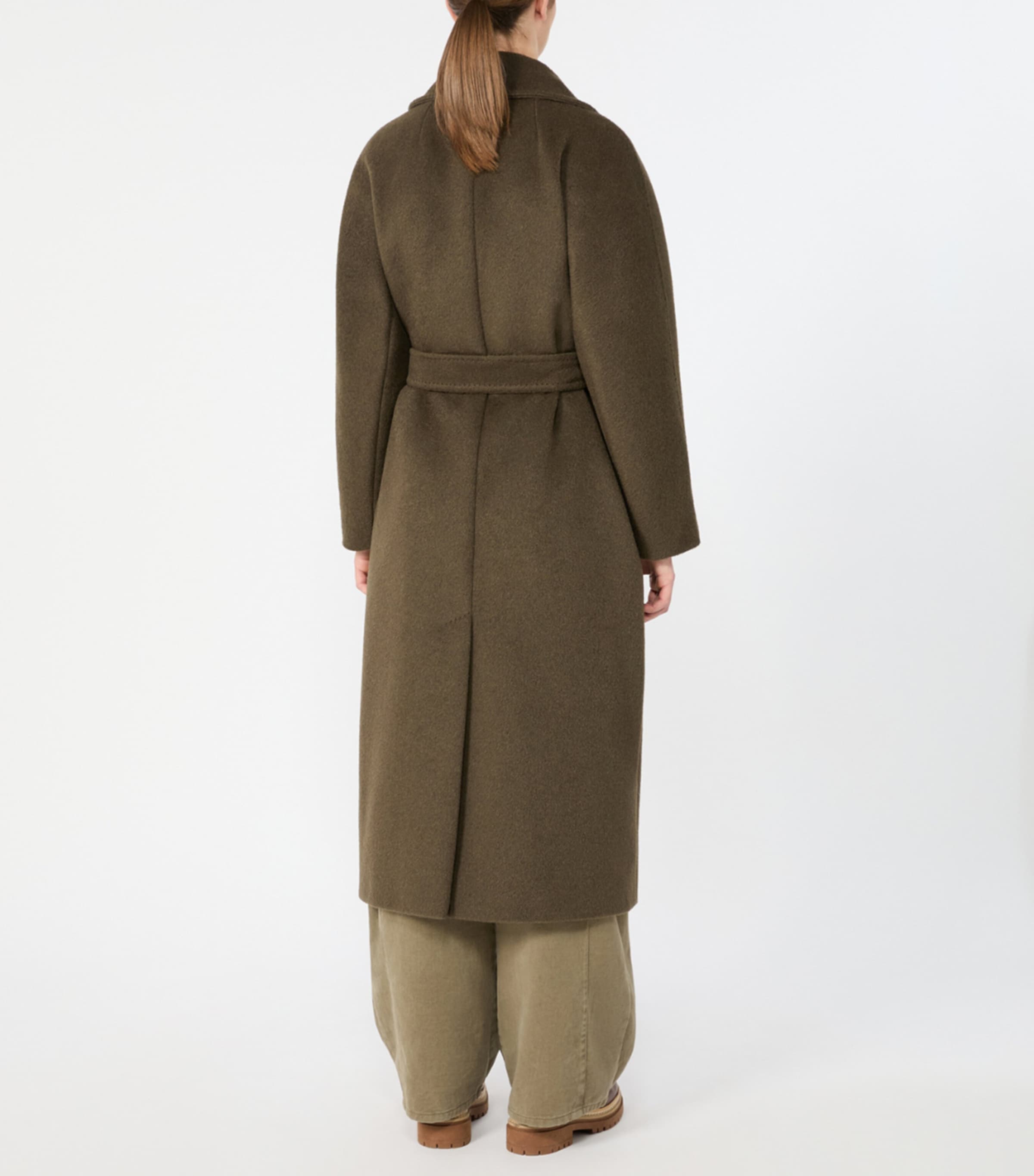 Weekend Max Mara Womens Wool-Blend Belted Coat Kaki Image 4