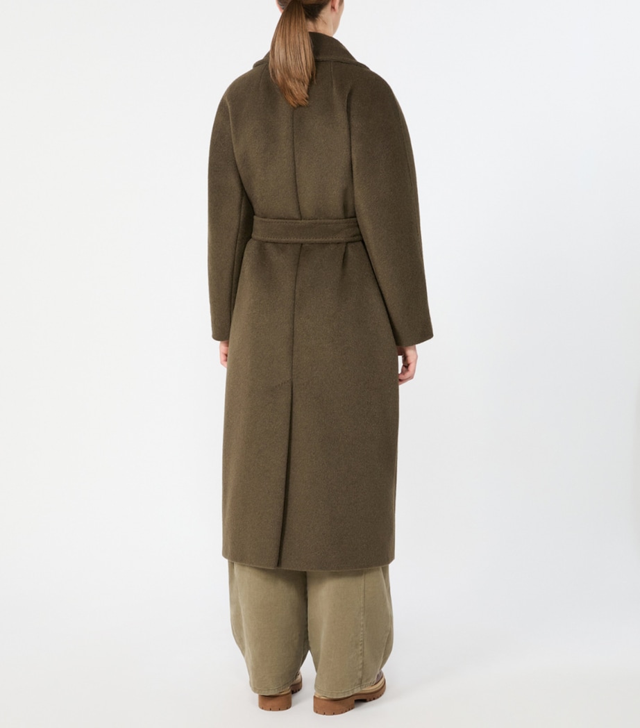 Weekend Max Mara Womens Wool-Blend Belted Coat Kaki Image 4