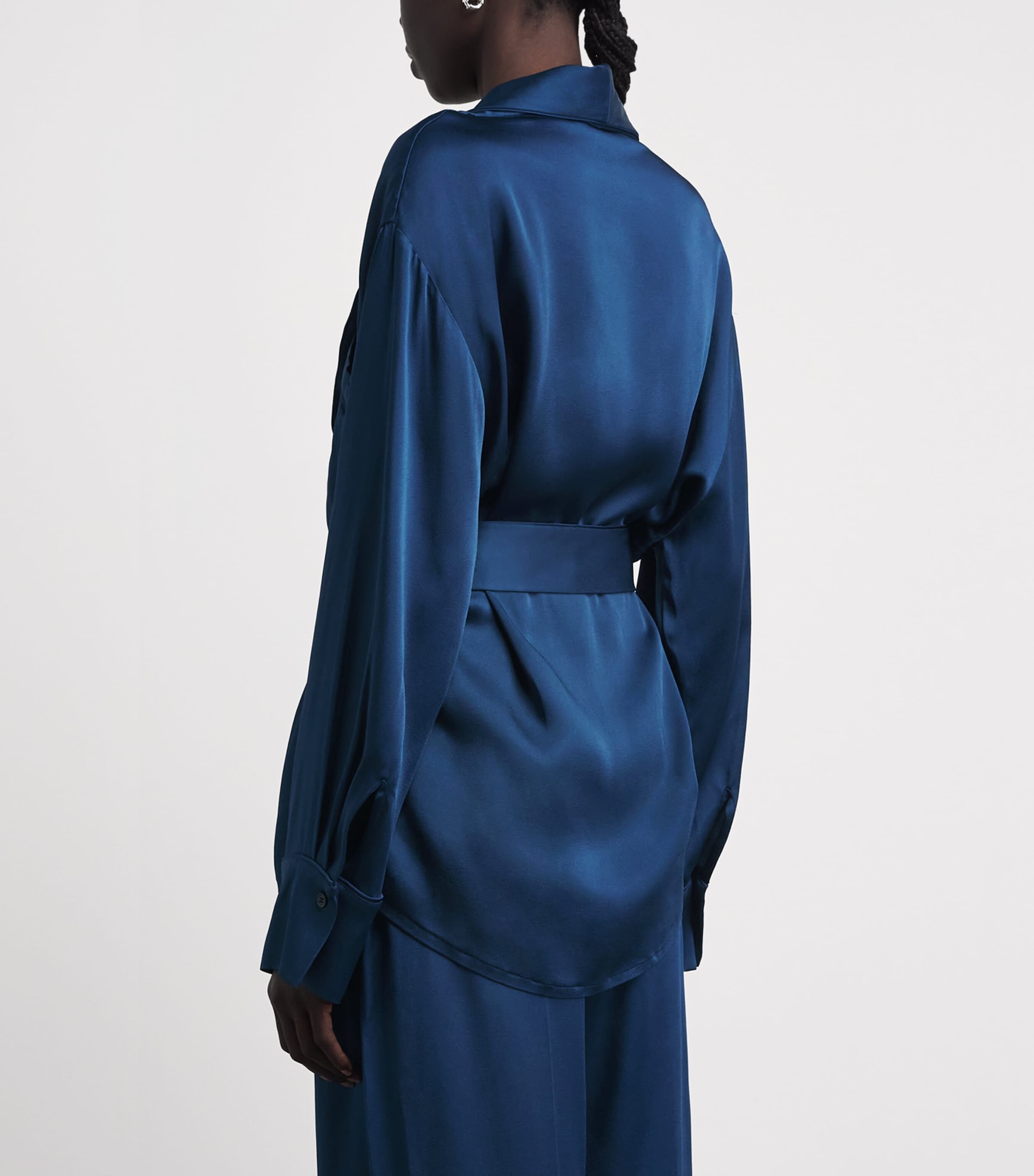 Victoria Beckham Womens Pyjama Wrap Blouse Dark Ocean Image 5