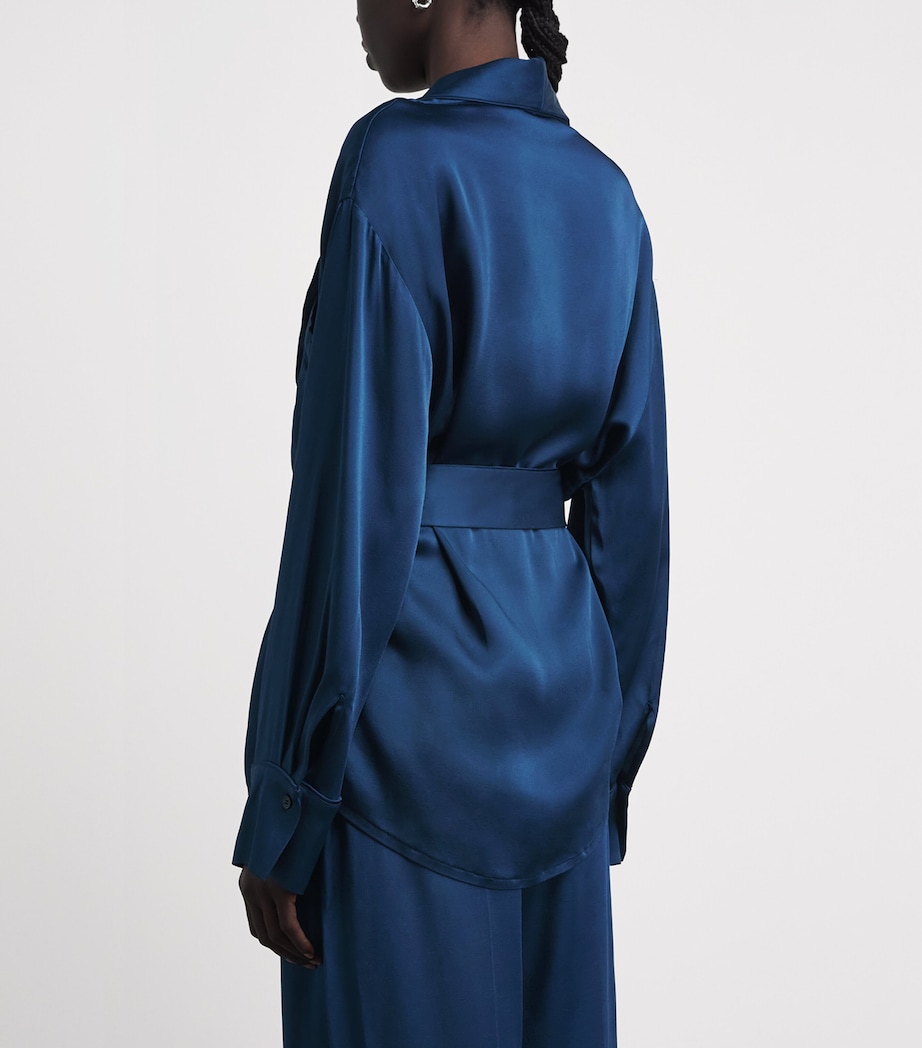 Victoria Beckham Womens Pyjama Wrap Blouse Dark Ocean Image 5