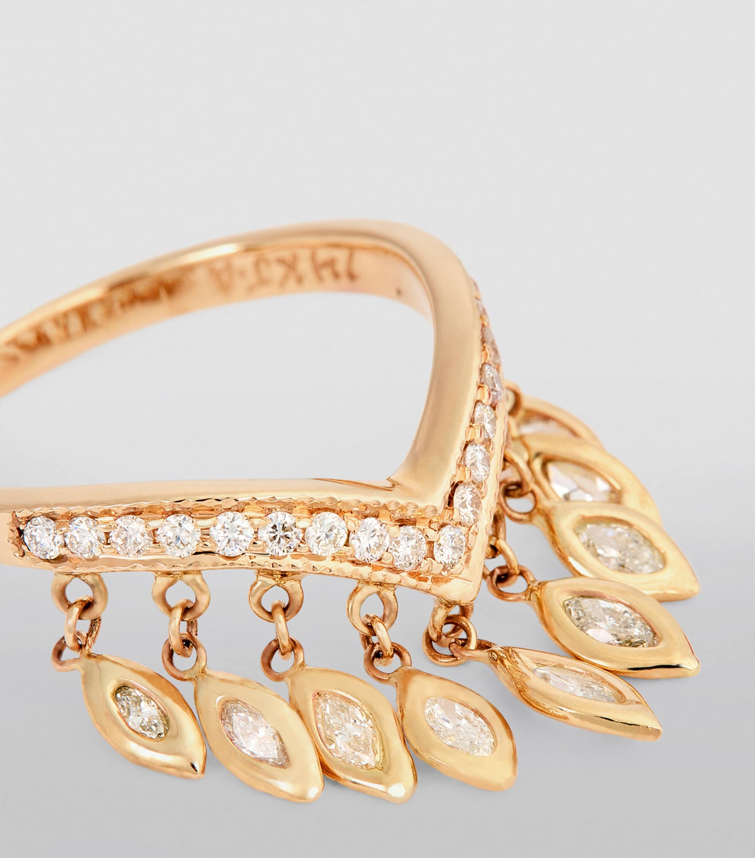 Jacquie Aiche Yellow Gold and Diamond Fringe Wishbone Ring Yellow Gold Image 3