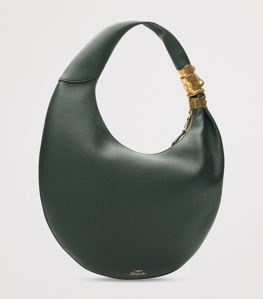 Schiaparelli Large Leather Soufflé Shoulder Bag Dark Green Image 7