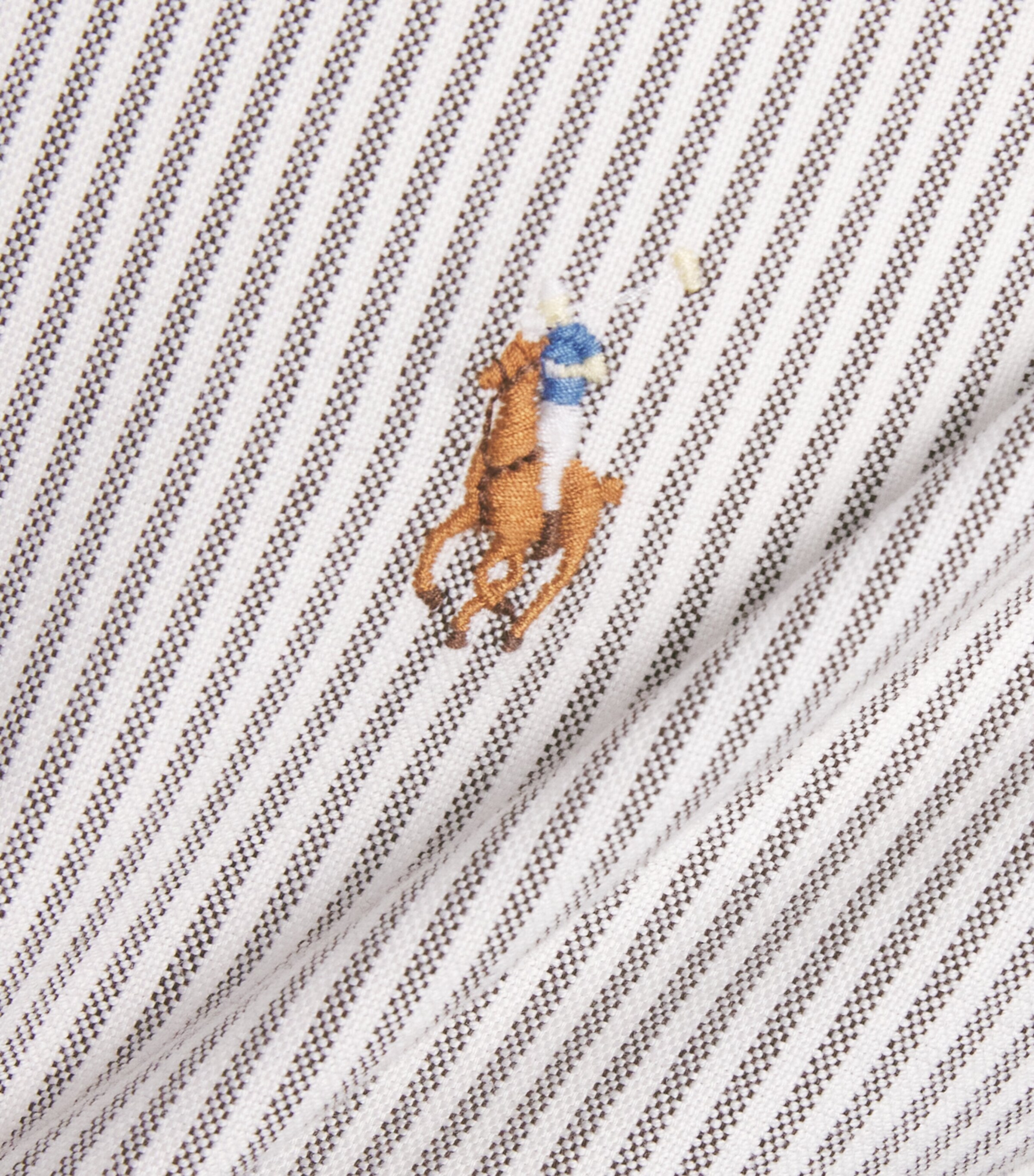Polo Ralph Lauren Mens Cotton Stripe Shirt Nutmeg Brn Wht Image 6