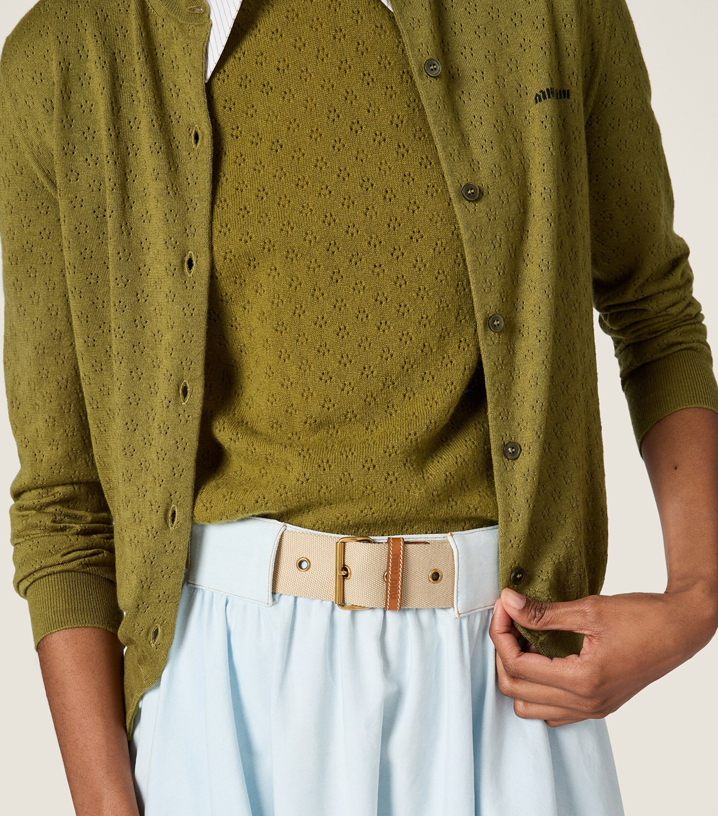 Miu Miu Womens Cashmere-Silk Pointelle Cardigan Image 4