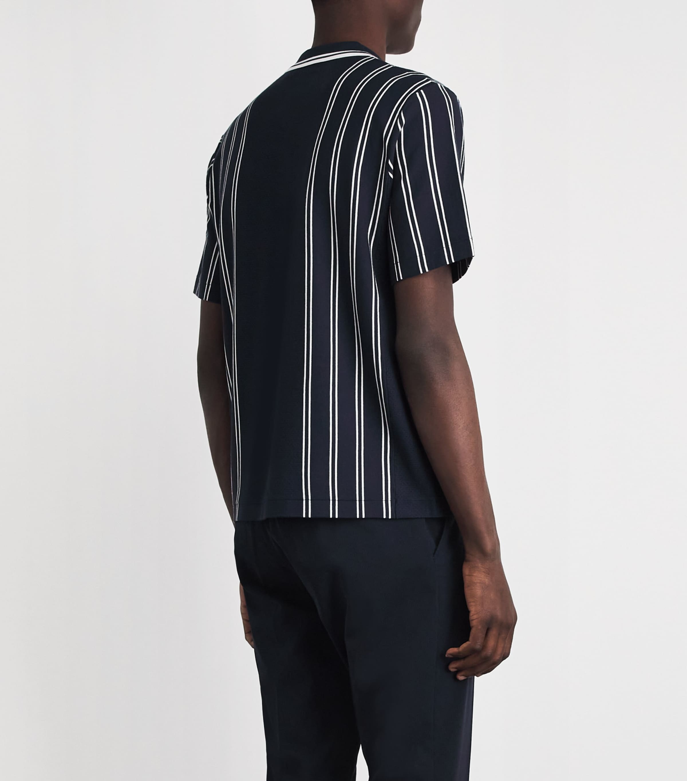 J Lindeberg Mens Stripe Rue Short-Sleeve Shirt Jl Navy Image 5
