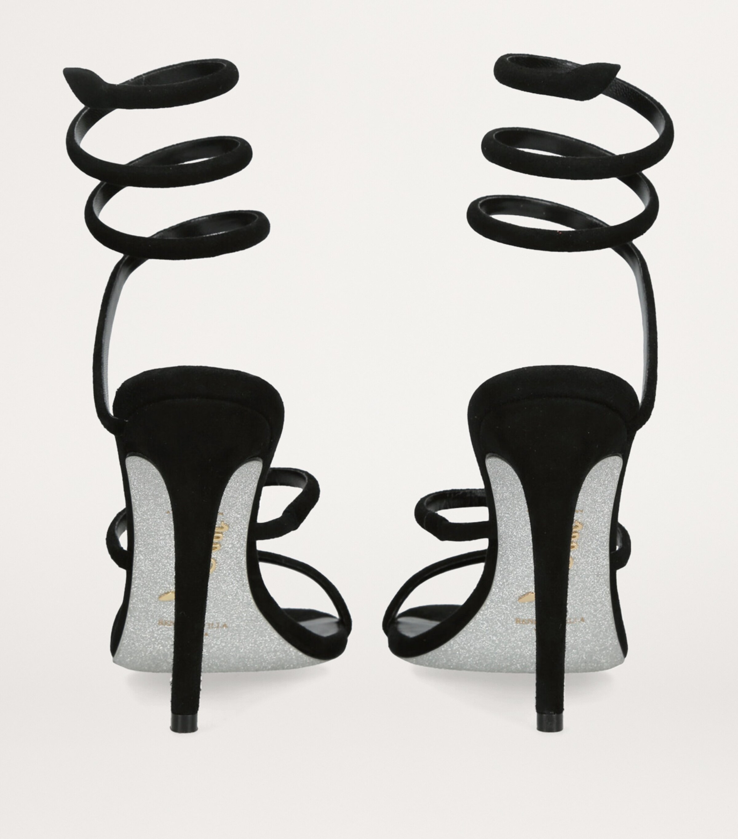 René Caovilla Suede Cleo Sandals 105 Black Image 5