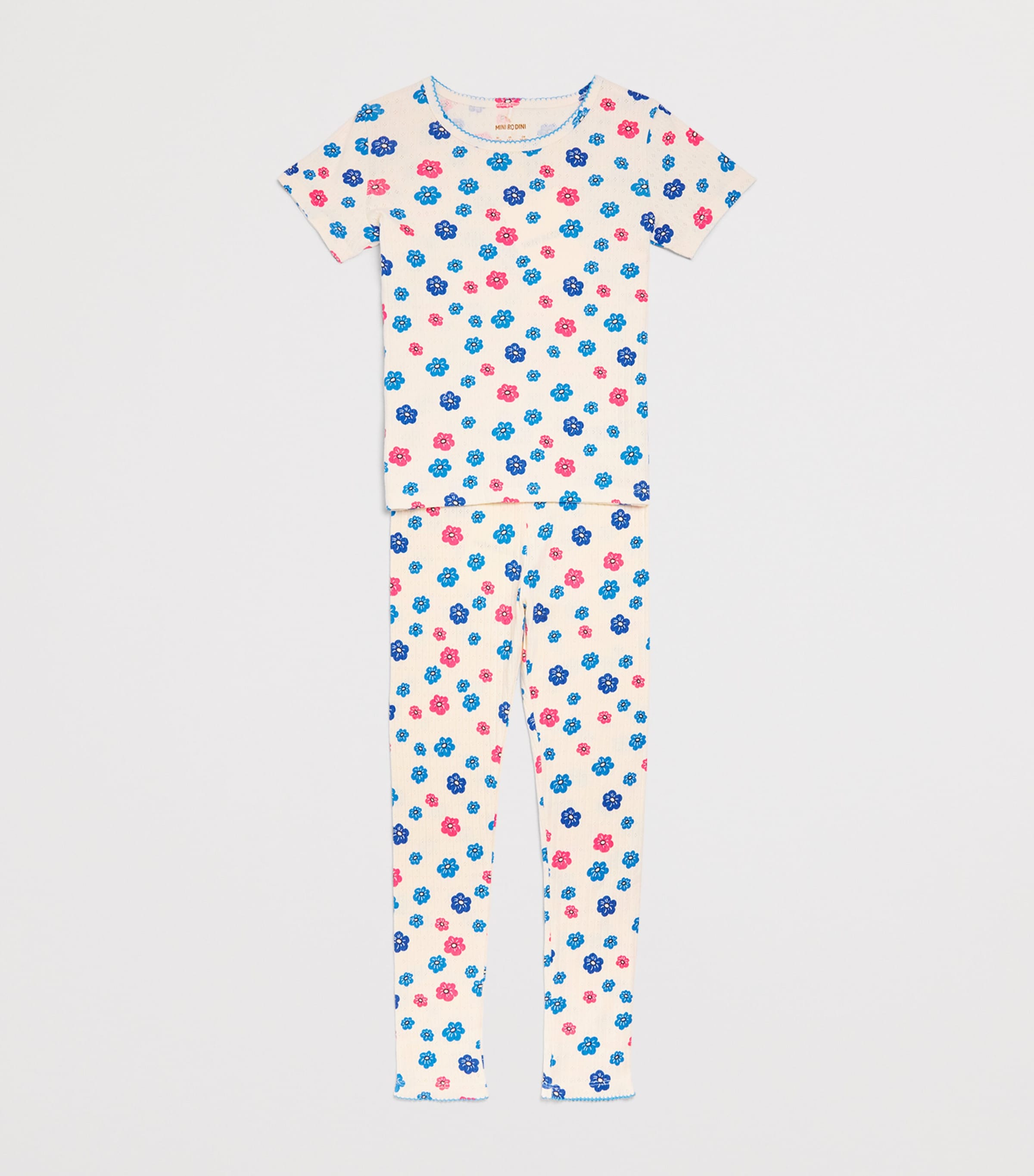 Mini Rodini Pointelle Jersey Floral T-Shirt (3-11 Years) Image 3