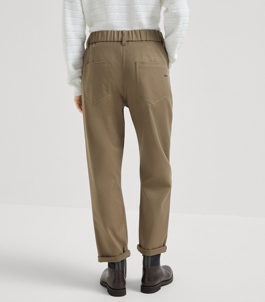 Stretch Cotton Cover Elasticated-Waist Trousers C3981 Image 3