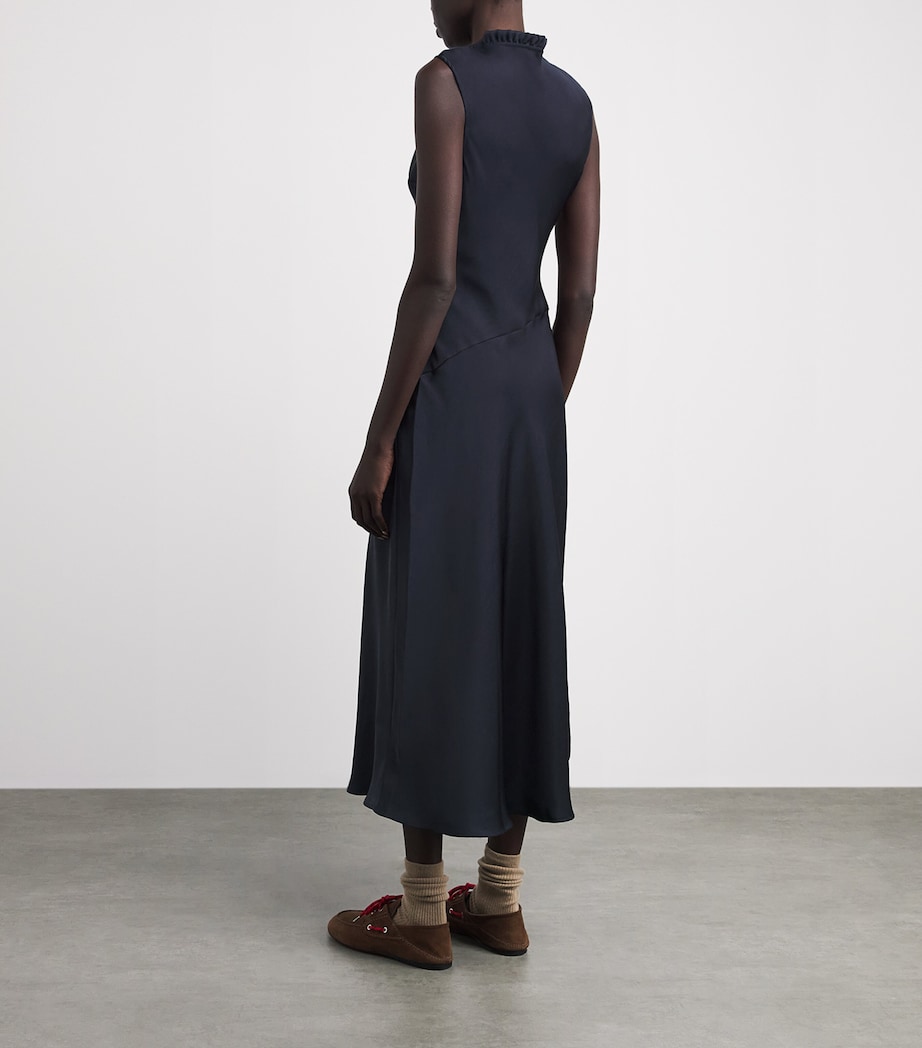 Claudie Pierlot Womens Satin Ruffle Maxi Dress Navy Image 4
