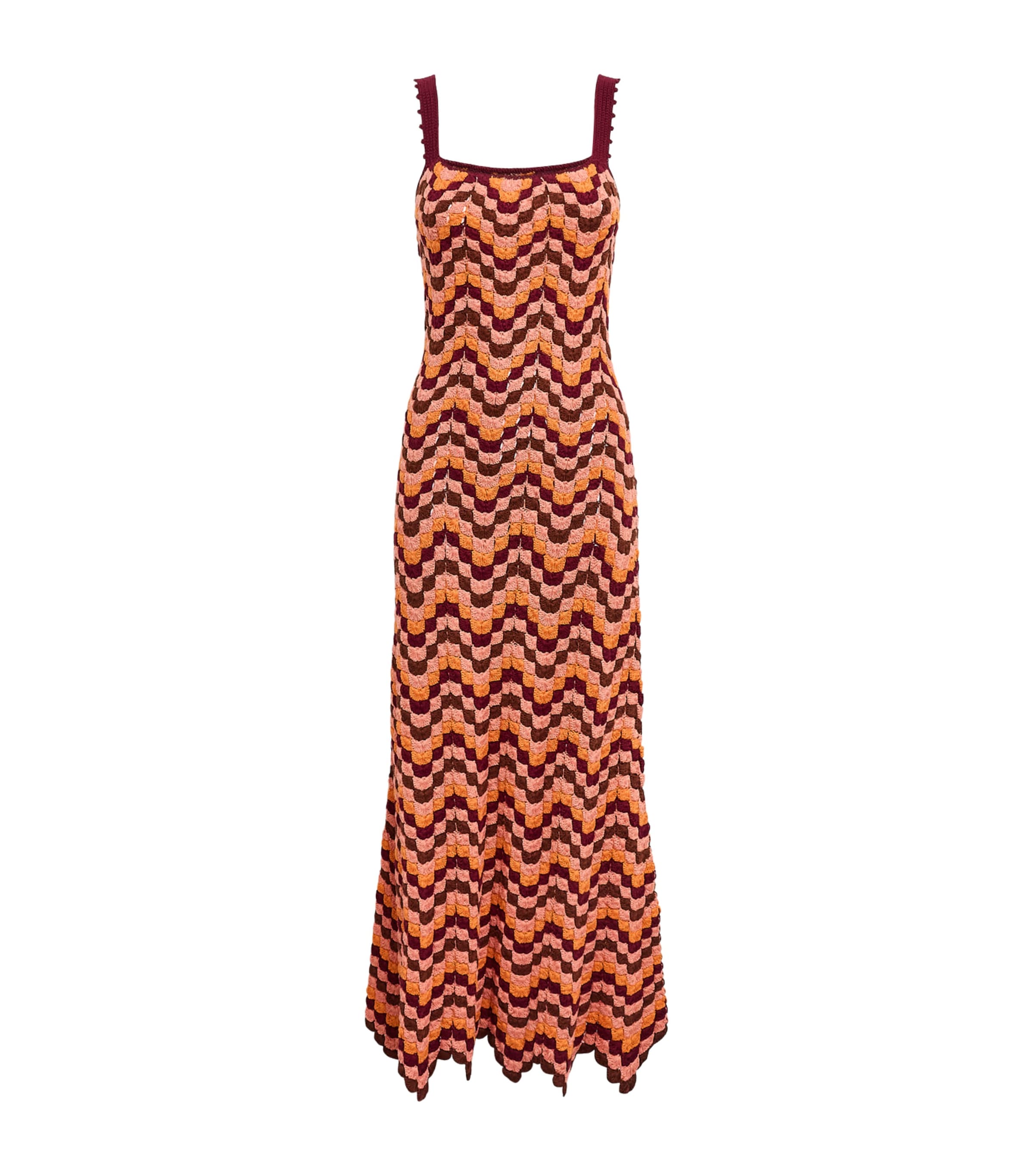 ESCVDO Womens Crochet Marea Maxi Dress Orange Multi Image 1