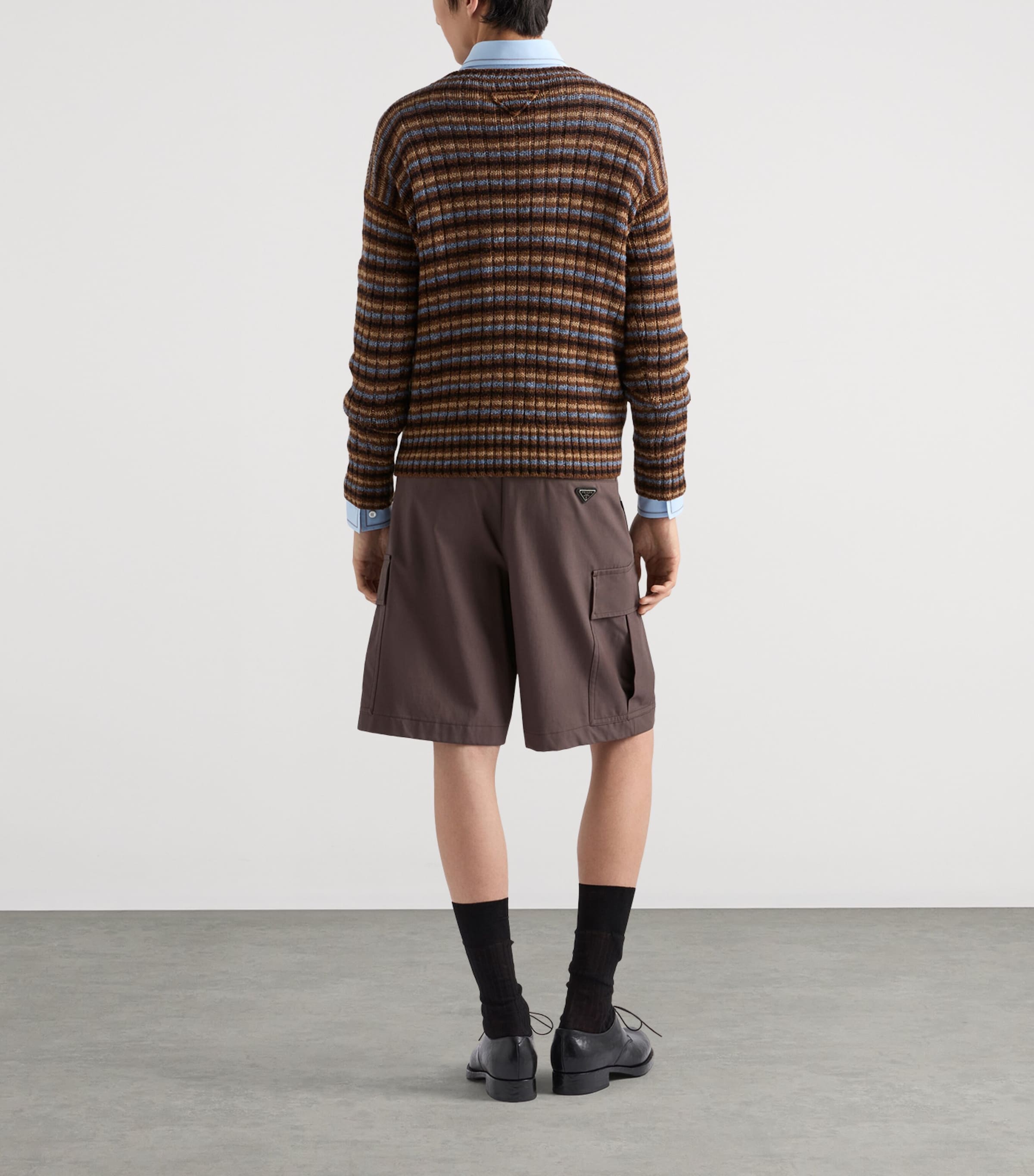 Prada Mens Shetland Wool Stripe Sweater Orange Image 5