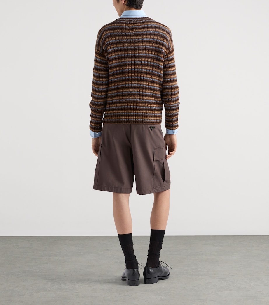 Prada Mens Shetland Wool Stripe Sweater Orange Image 5