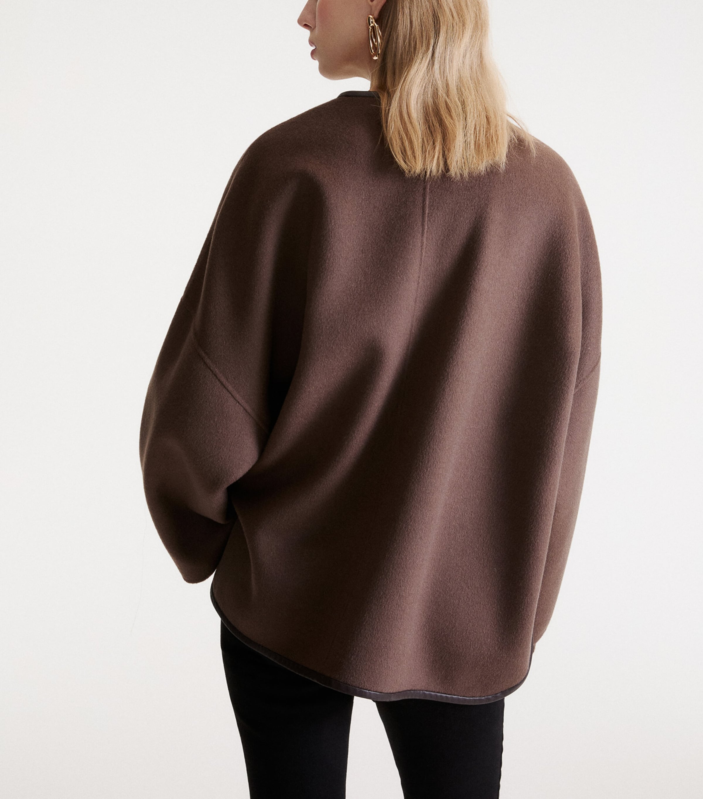 Marella Womens Wool-Blend Buttoned Coat Brown Image 3