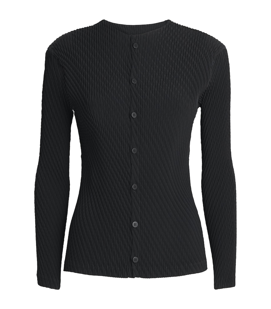 Issey Miyake Womens Rhombus Pleats Cardigan Black Image 1