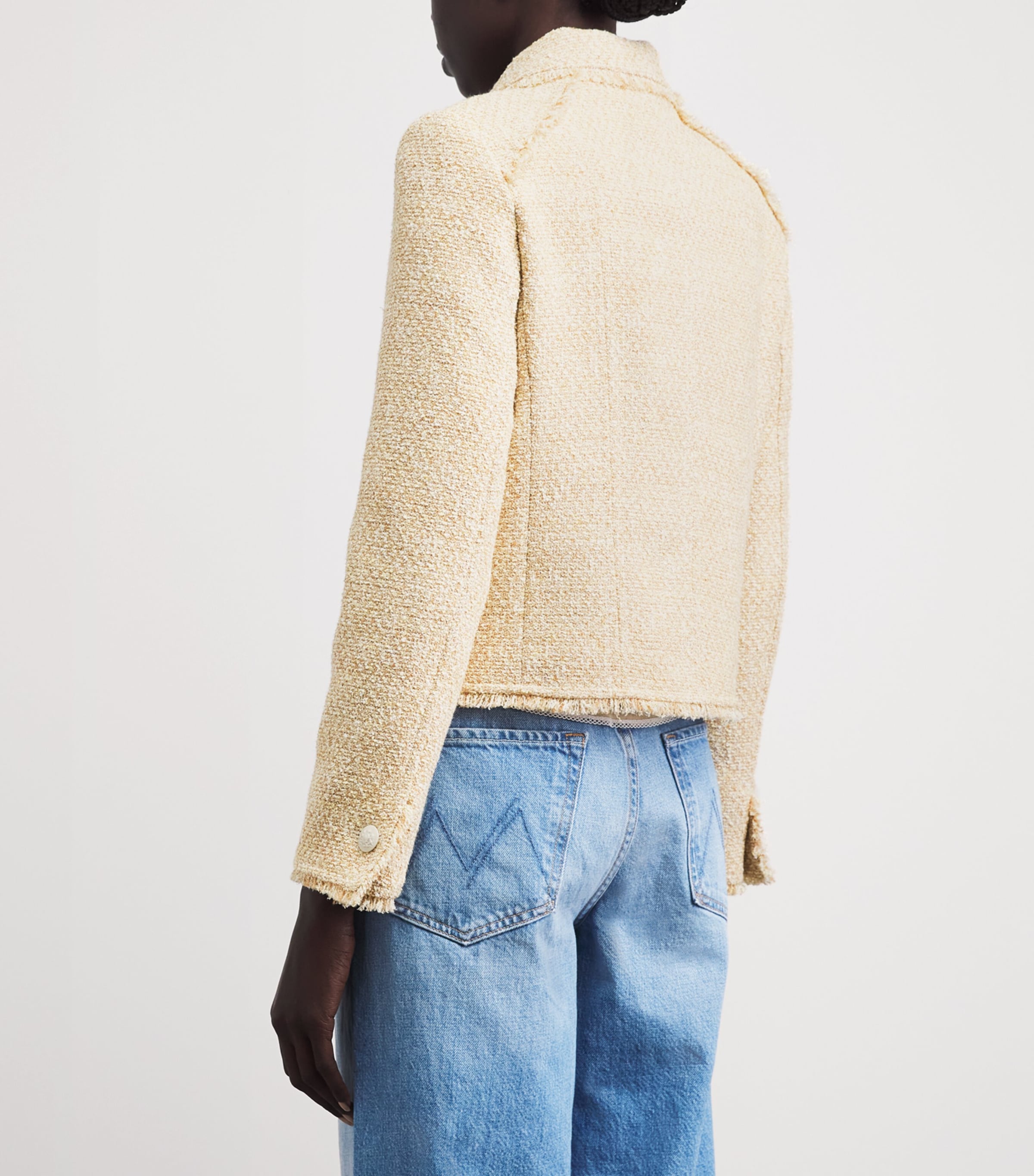 ME+EM Womens Fringed Short Jacket Cream Multi Image 5