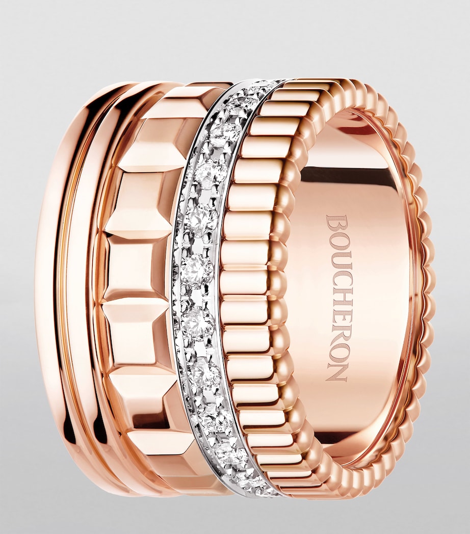 Large Rose Gold, White Gold and Diamond Quatre Radiant Ring NO COLOUR Image 2