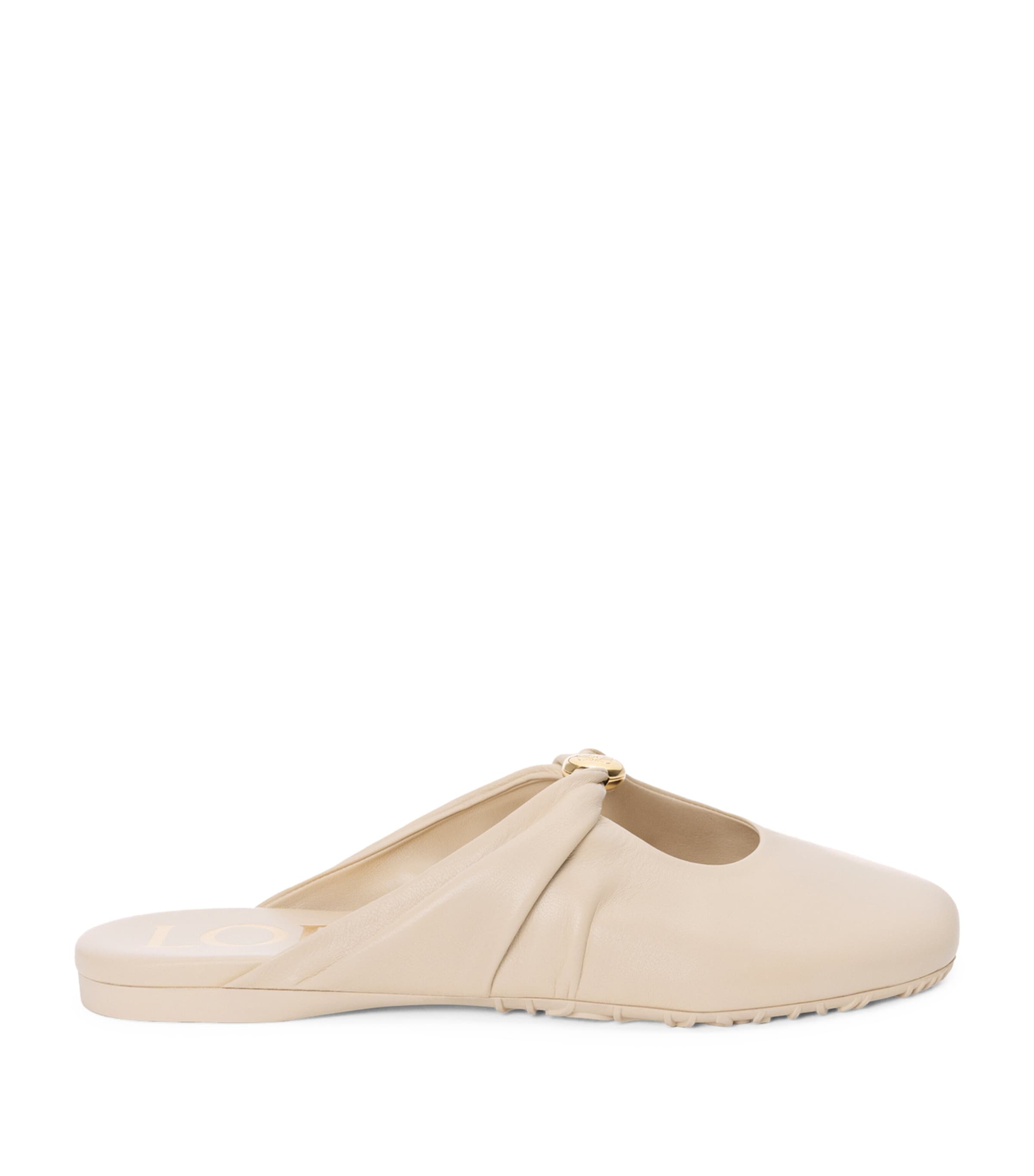 LOEWE Leather Pebble Mules Dough Image 1