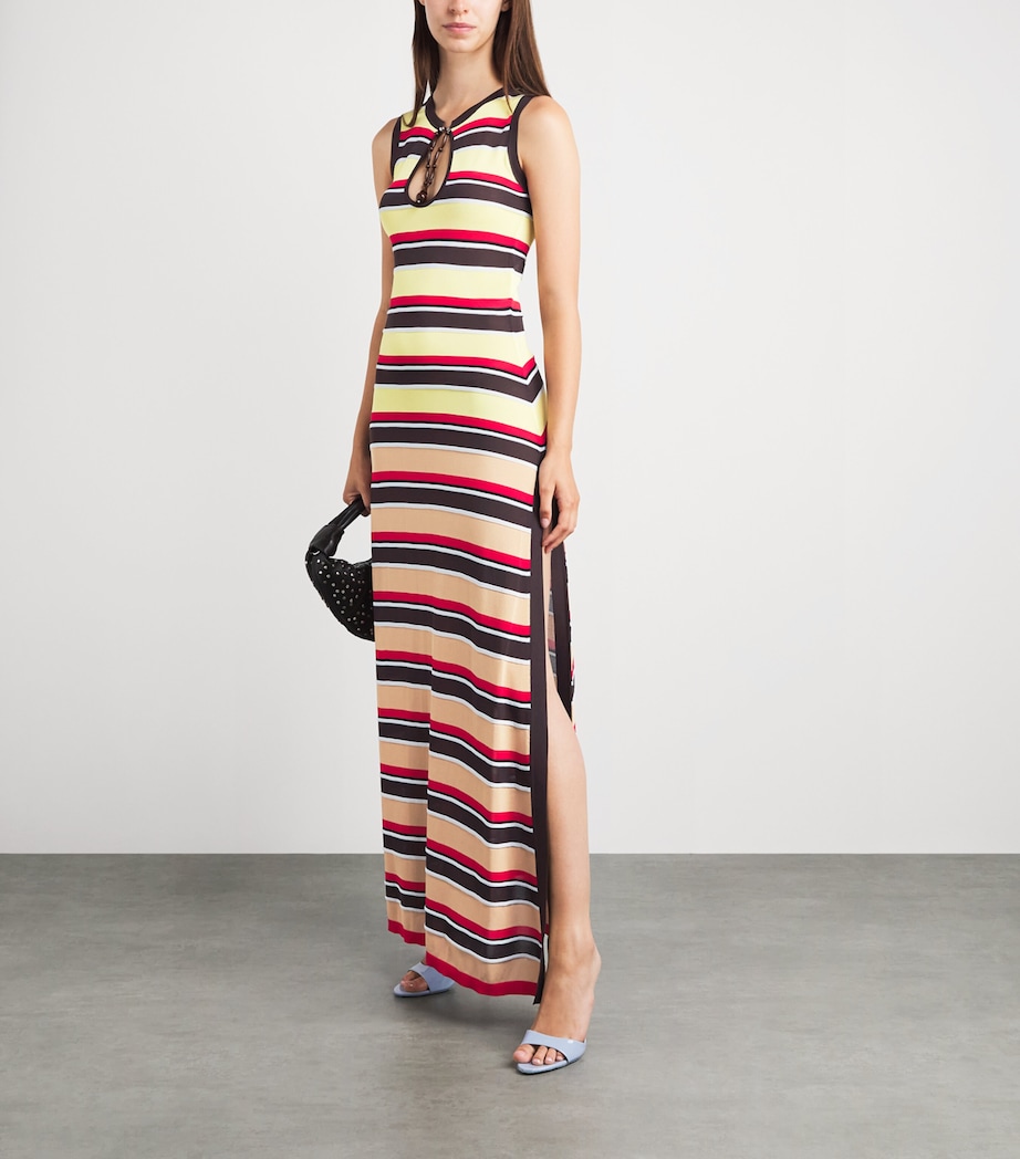 Rabanne Womens Stripe Cut-Out Maxi Dress Vscs Rayures Mix Col Image 2