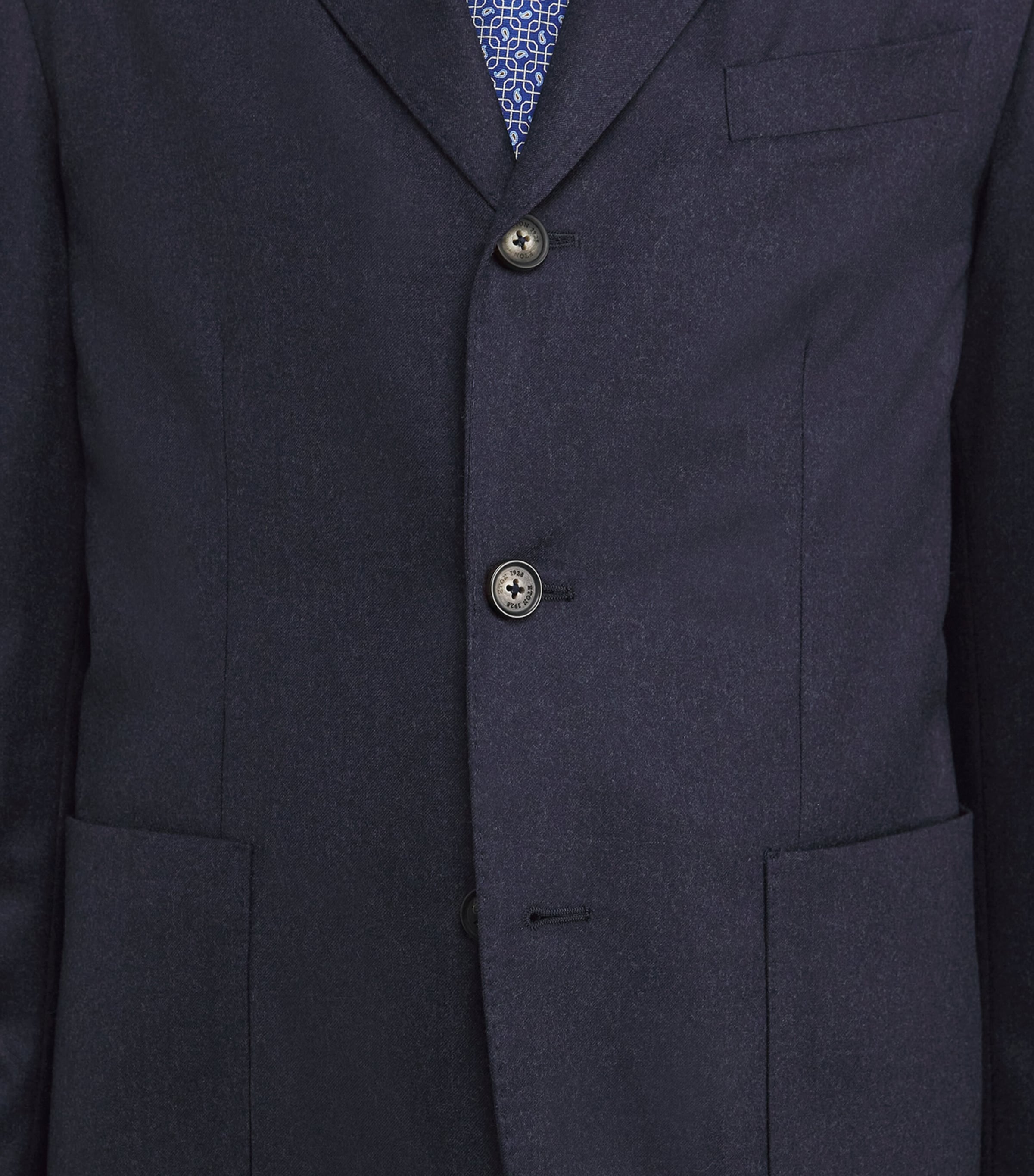 Eton Mens Wool Flannel Soft Blazer Navy Blue Image 6