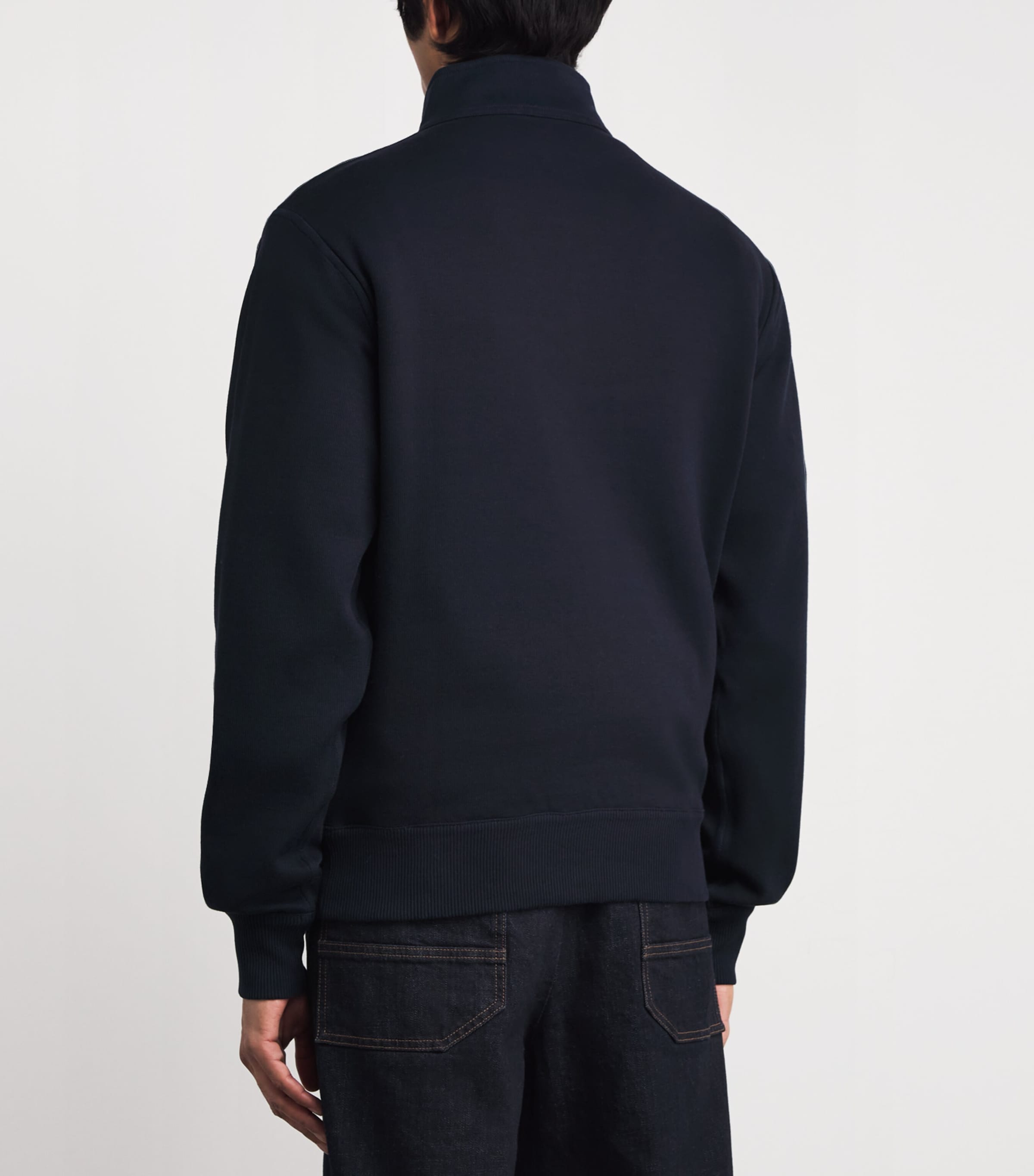 Reversible Stripe Quarter-Zip Sweatshirt NAVY/BROWN Image 4