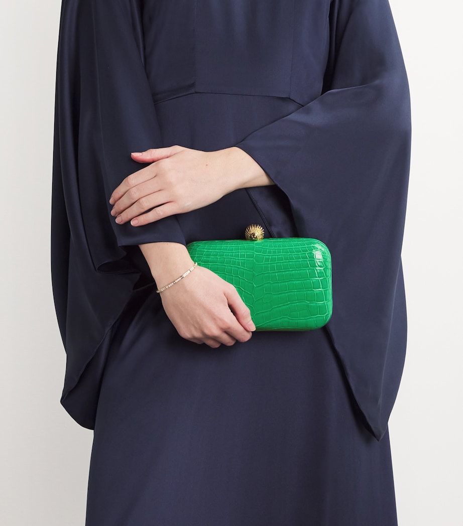 Crocodile Leather Clutch Bag APPLE GREEN Image 5