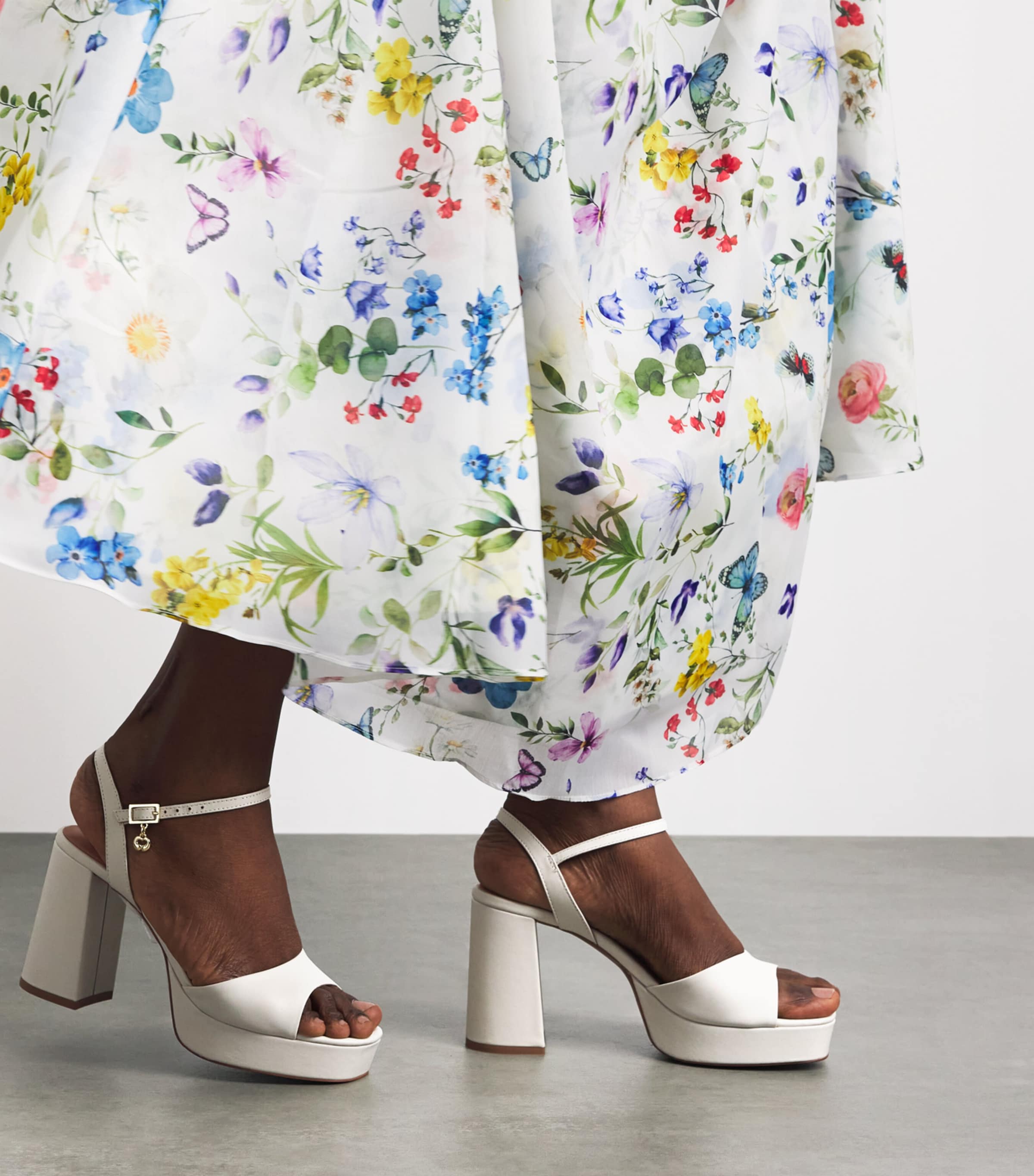 Maje Leather Platform Sandals 100 Ecru Image 2