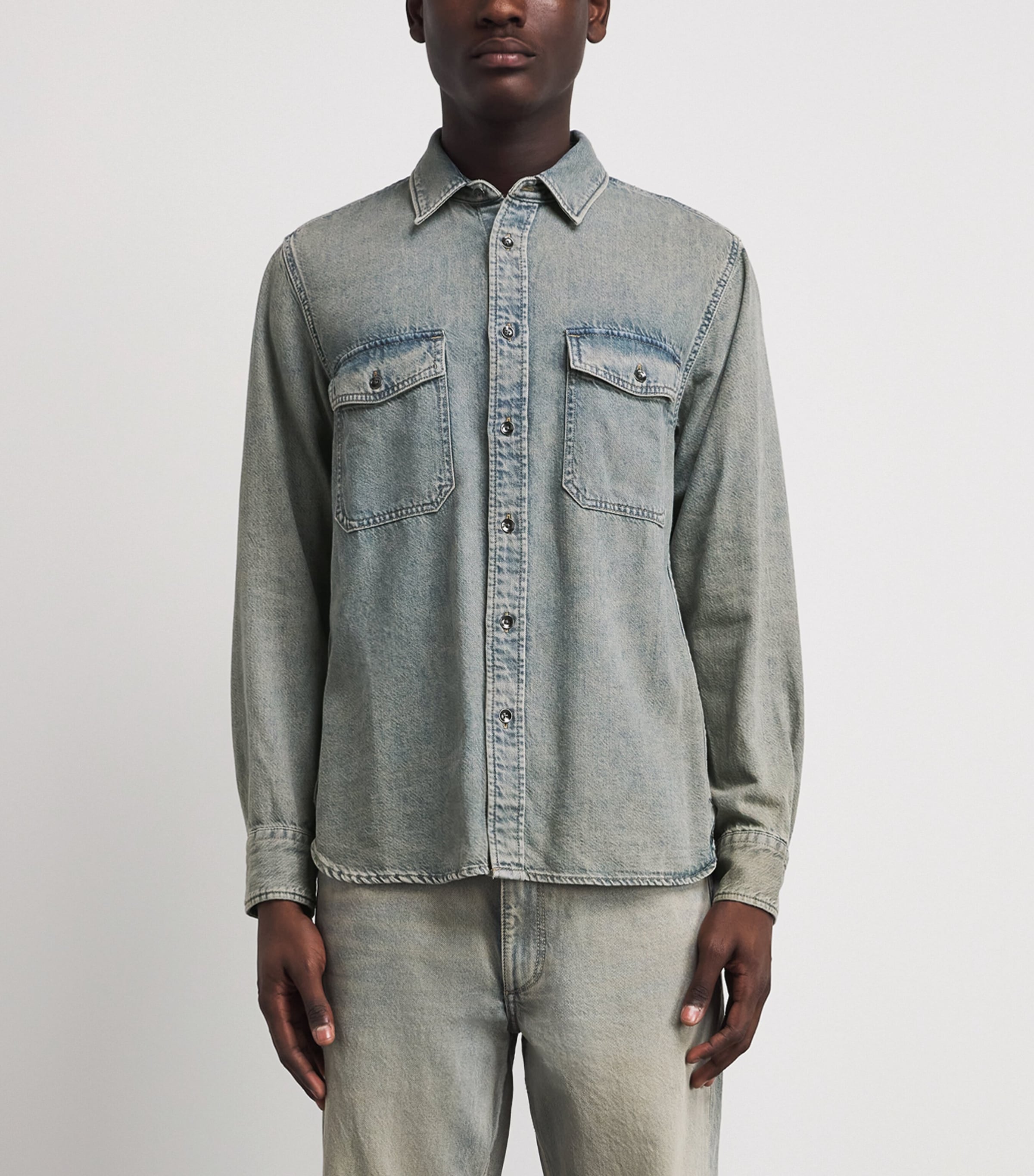 Rag & Bone Mens Denim Twin-Pocket Overshirt Mrrik Image 4