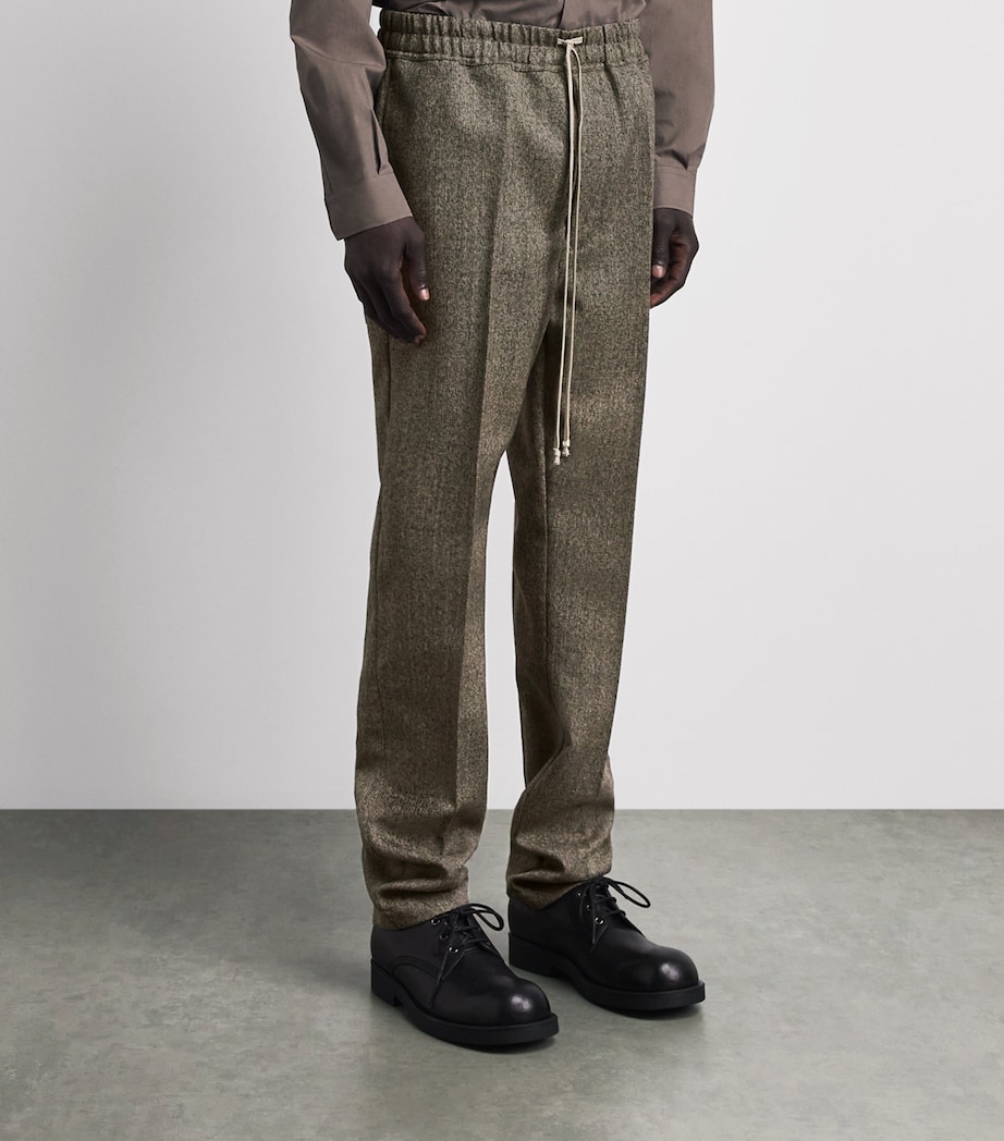 Rick Owens Mens Cotton-Wool Drawstring Trousers Black Melange Image 4